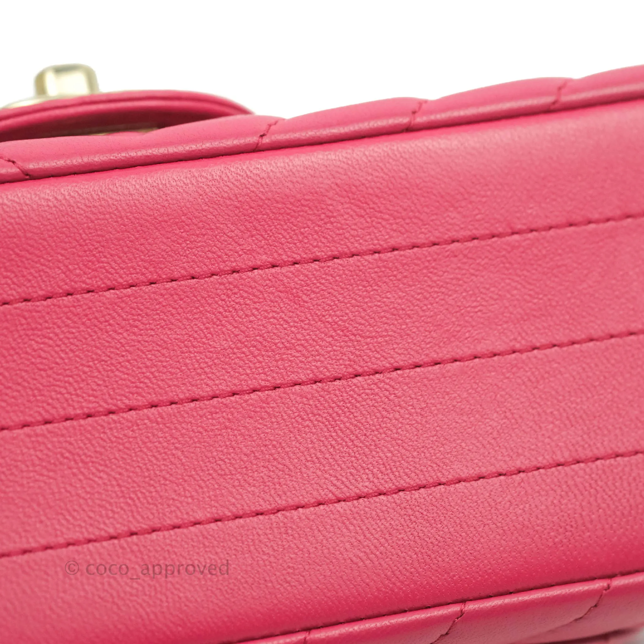 Chanel Chevron Mini Rectangular Flap Pink Lambskin Gold Hardware