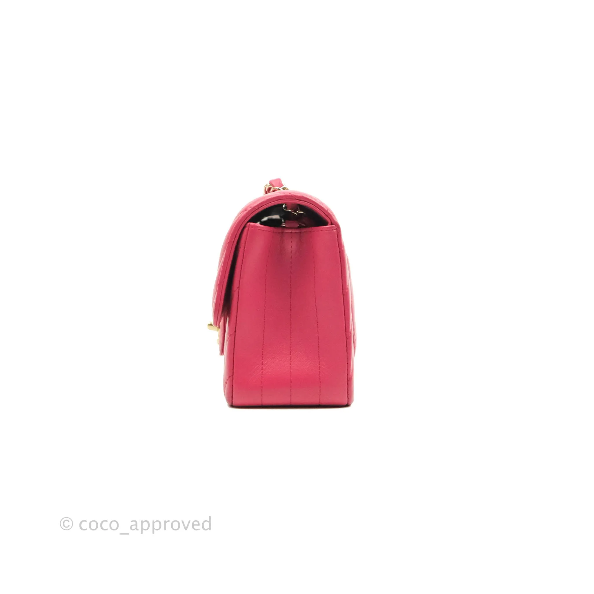 Chanel Chevron Mini Rectangular Flap Pink Lambskin Gold Hardware
