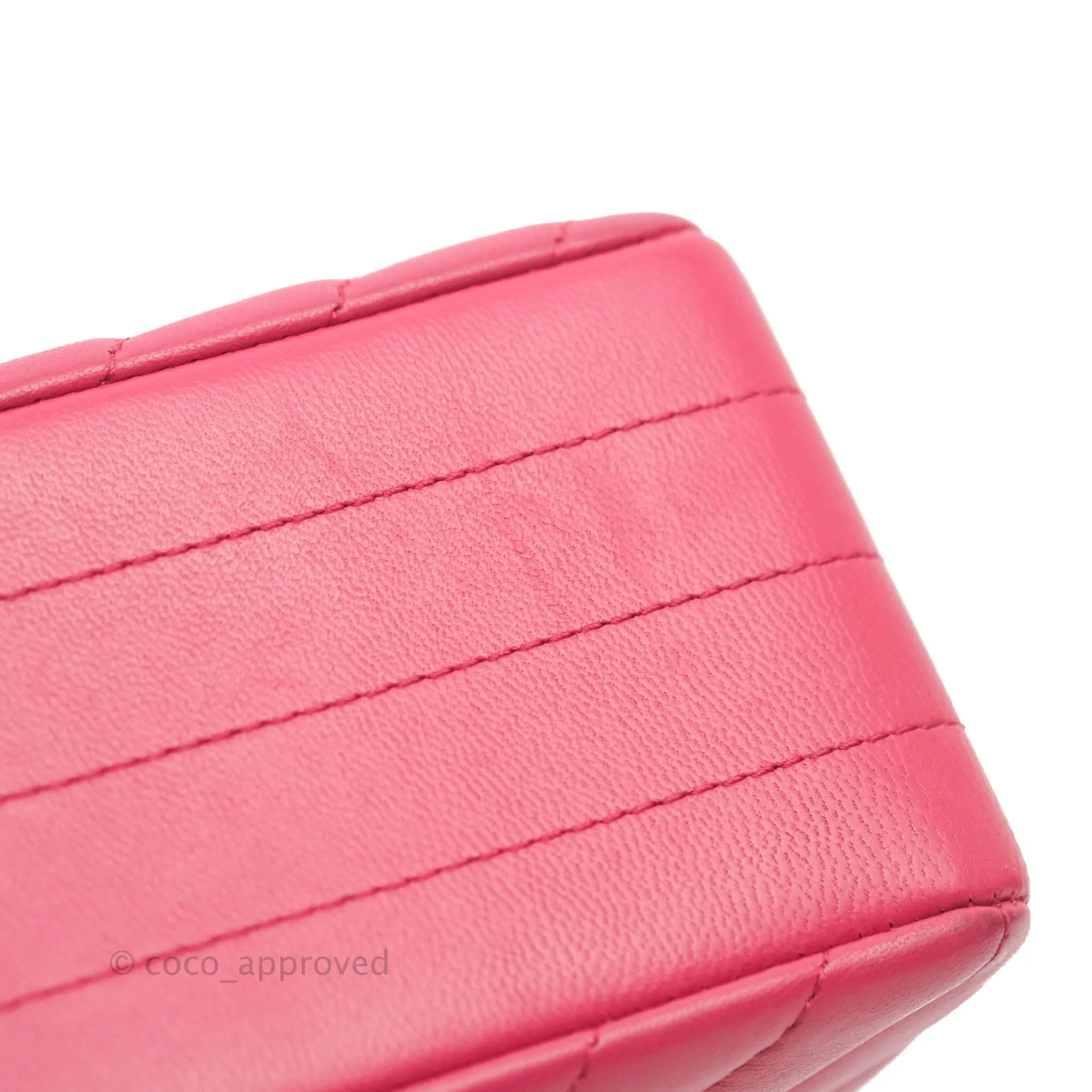 Chanel Chevron Mini Rectangular Flap Pink Lambskin Gold Hardware
