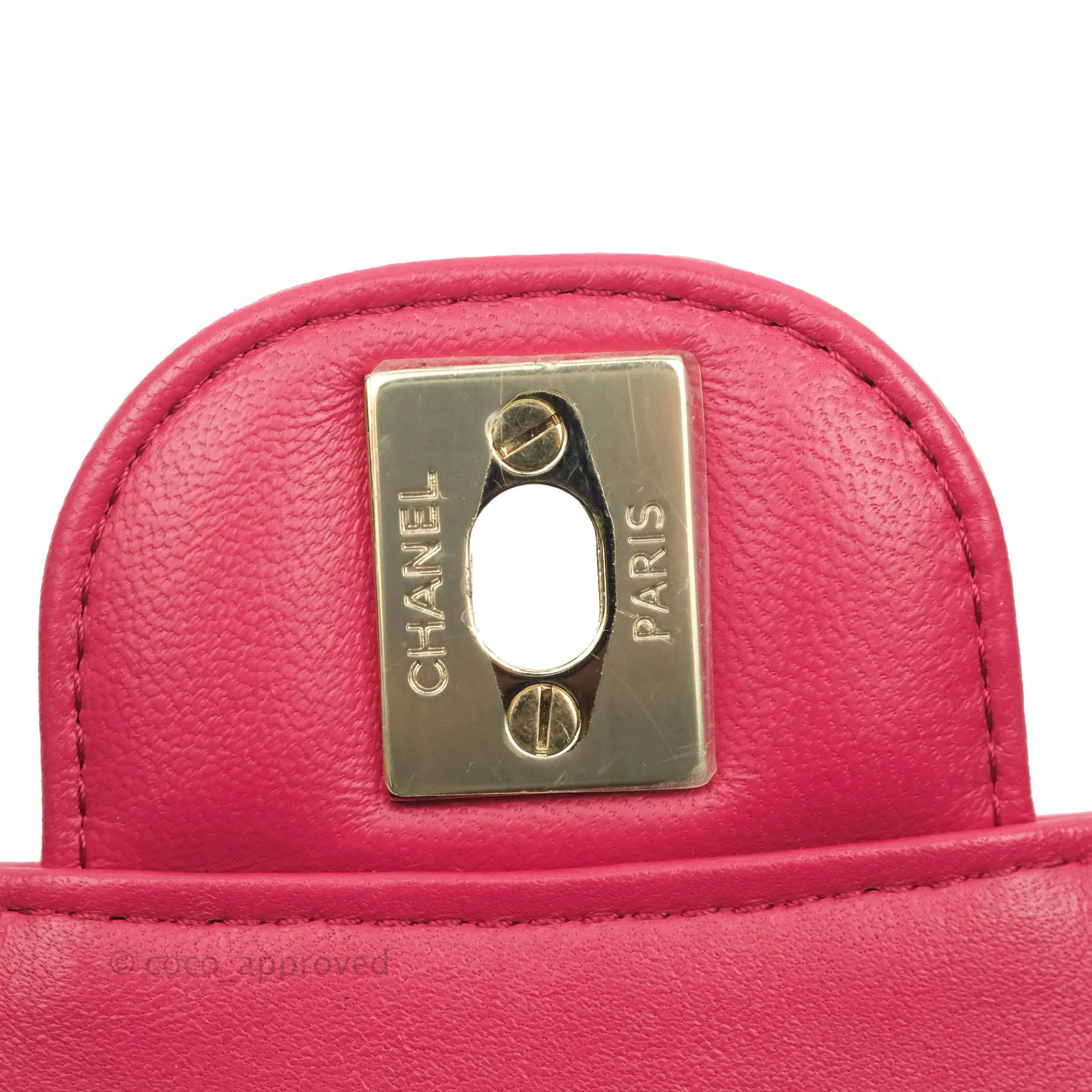 Chanel Chevron Mini Rectangular Flap Pink Lambskin Gold Hardware