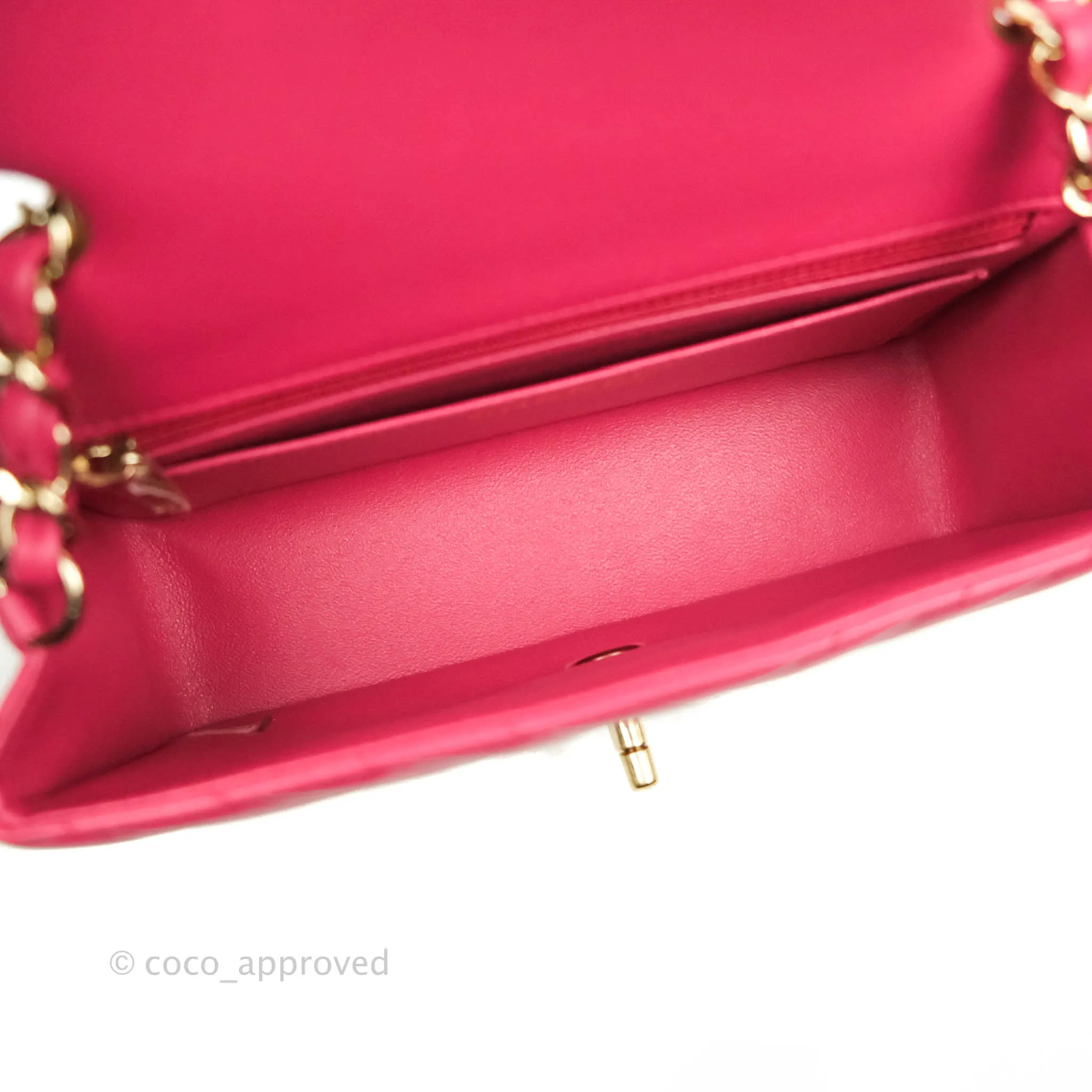 Chanel Chevron Mini Rectangular Flap Pink Lambskin Gold Hardware