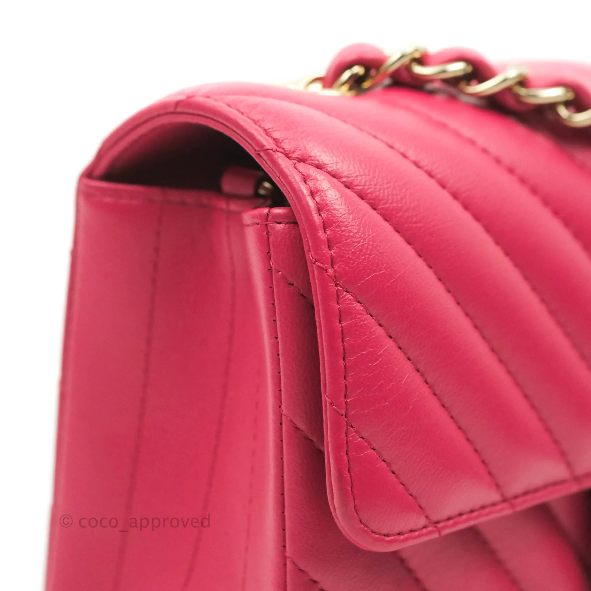 Chanel Chevron Mini Rectangular Flap Pink Lambskin Gold Hardware