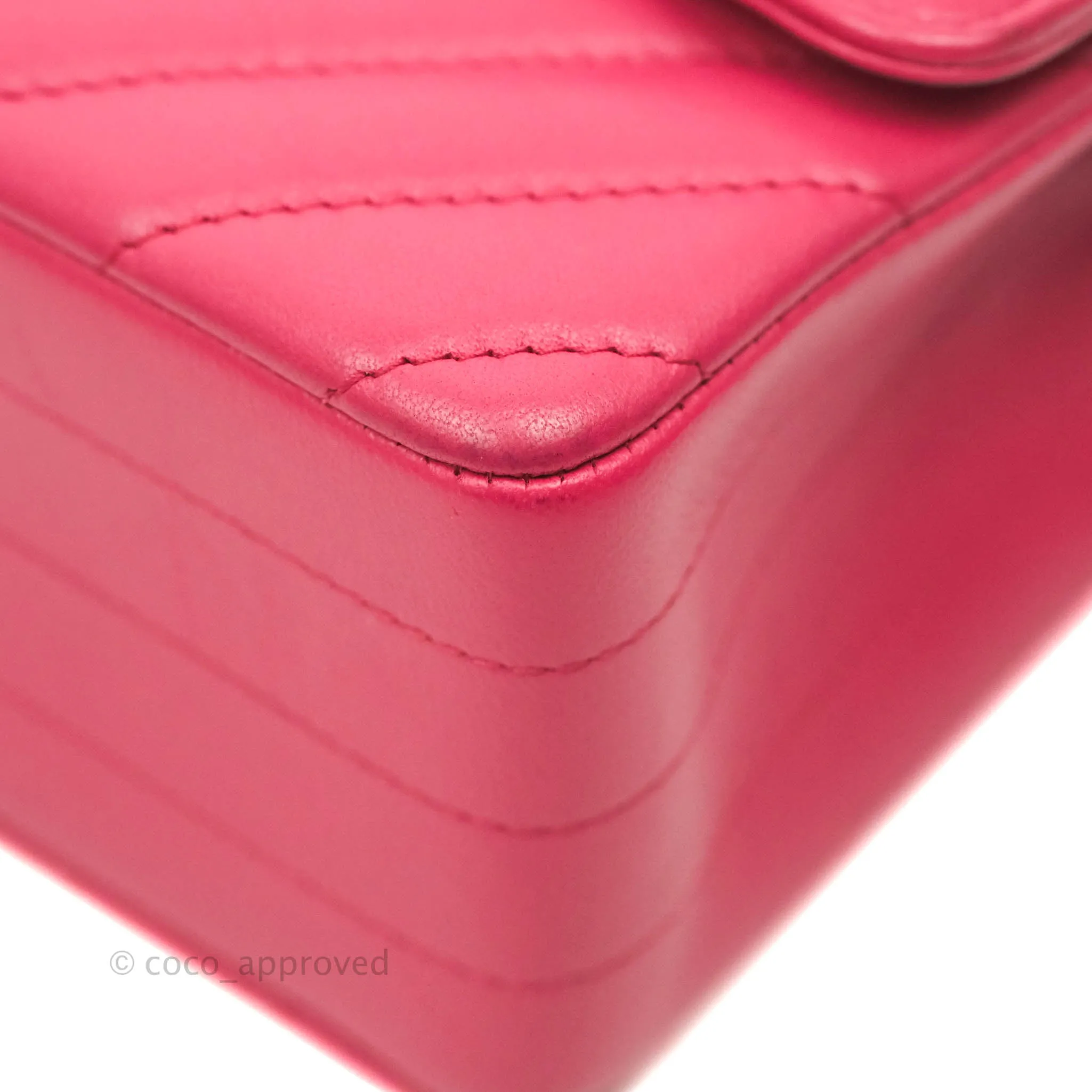 Chanel Chevron Mini Rectangular Flap Pink Lambskin Gold Hardware