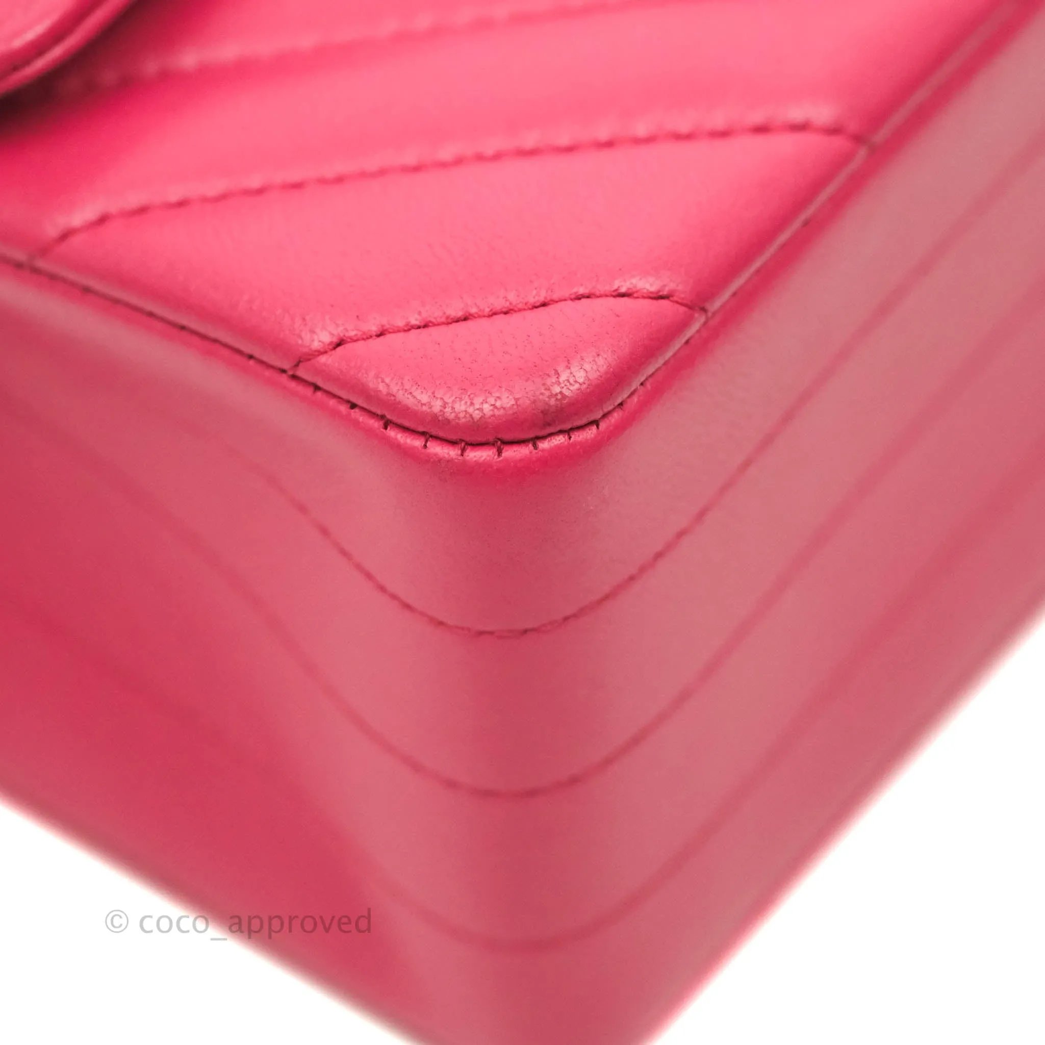 Chanel Chevron Mini Rectangular Flap Pink Lambskin Gold Hardware
