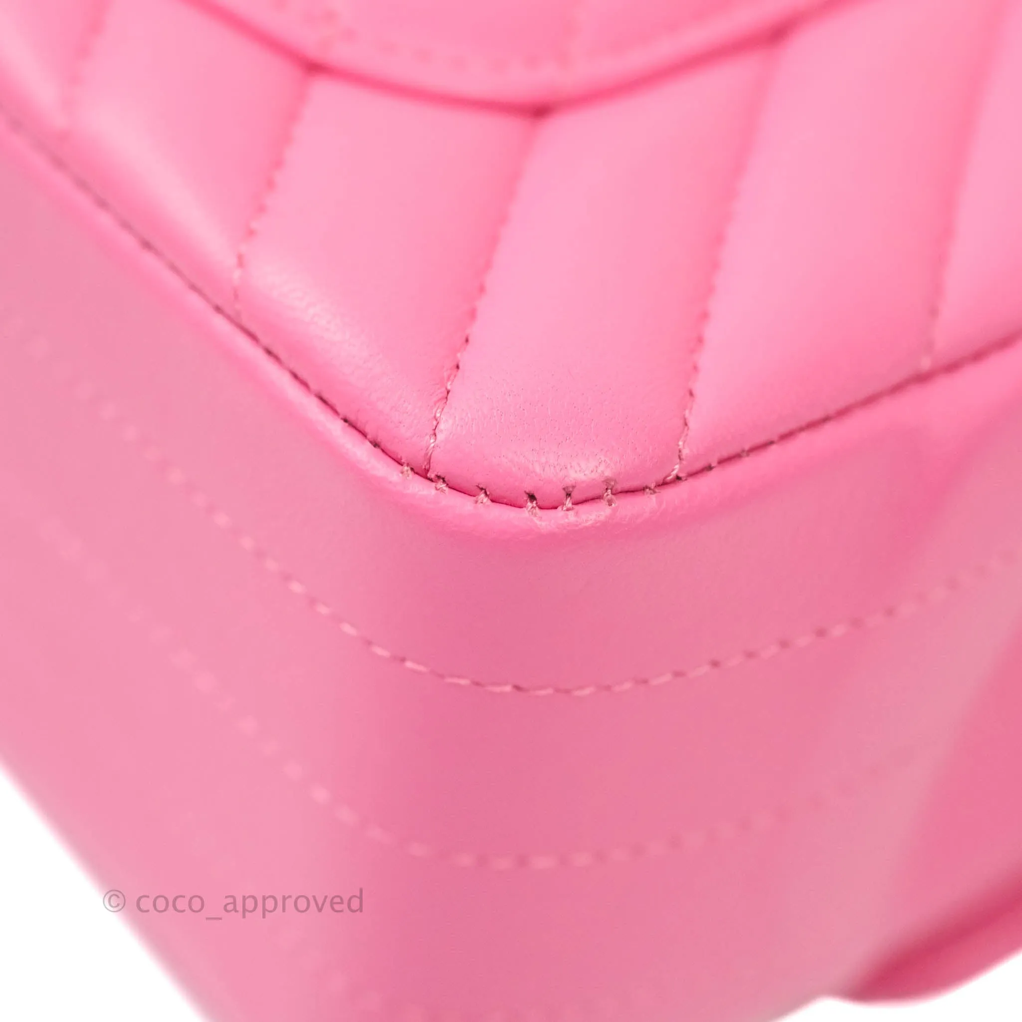 Chanel Chevron Mini Rectangular Lambskin Flap Pink Gold Hardware