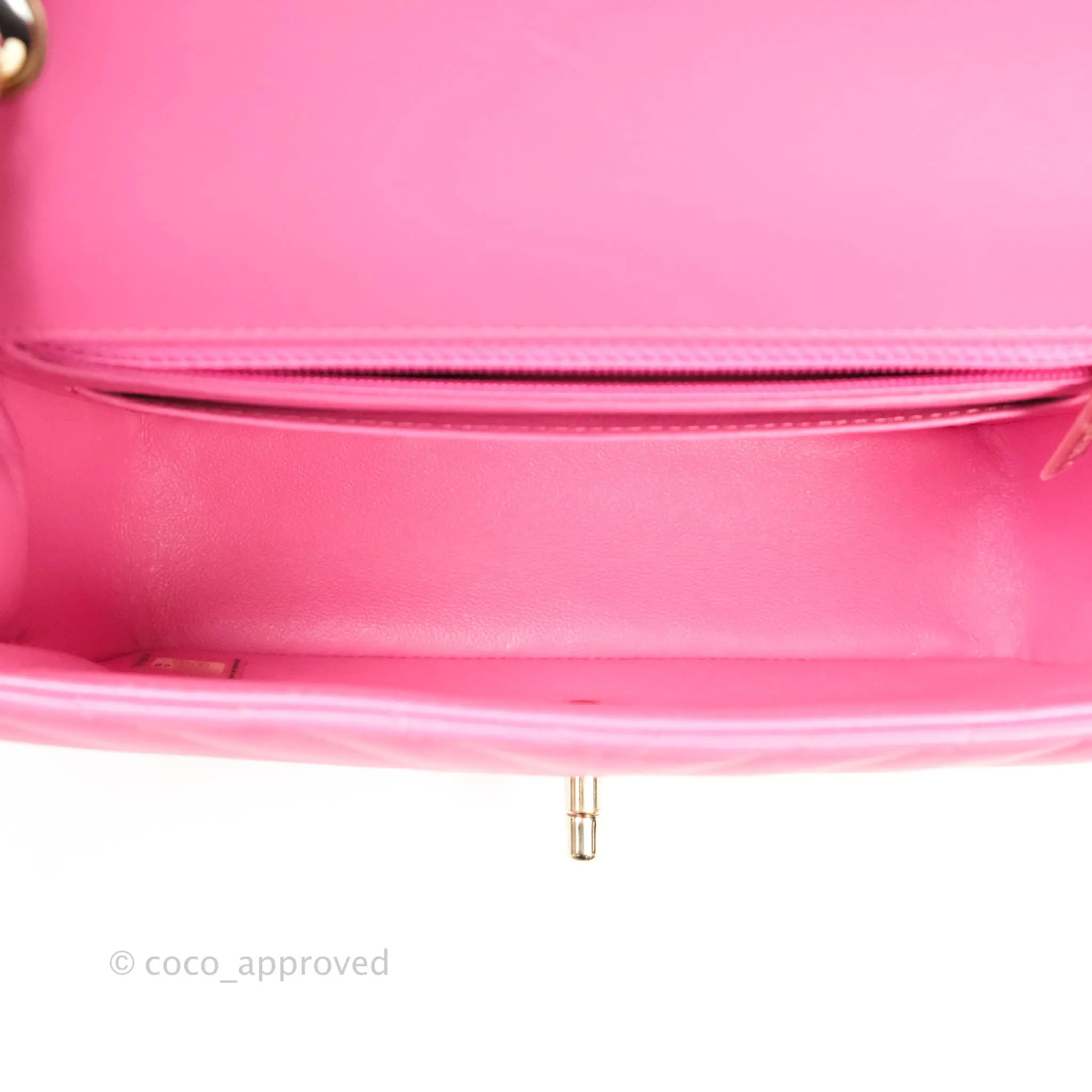 Chanel Chevron Mini Rectangular Lambskin Flap Pink Gold Hardware