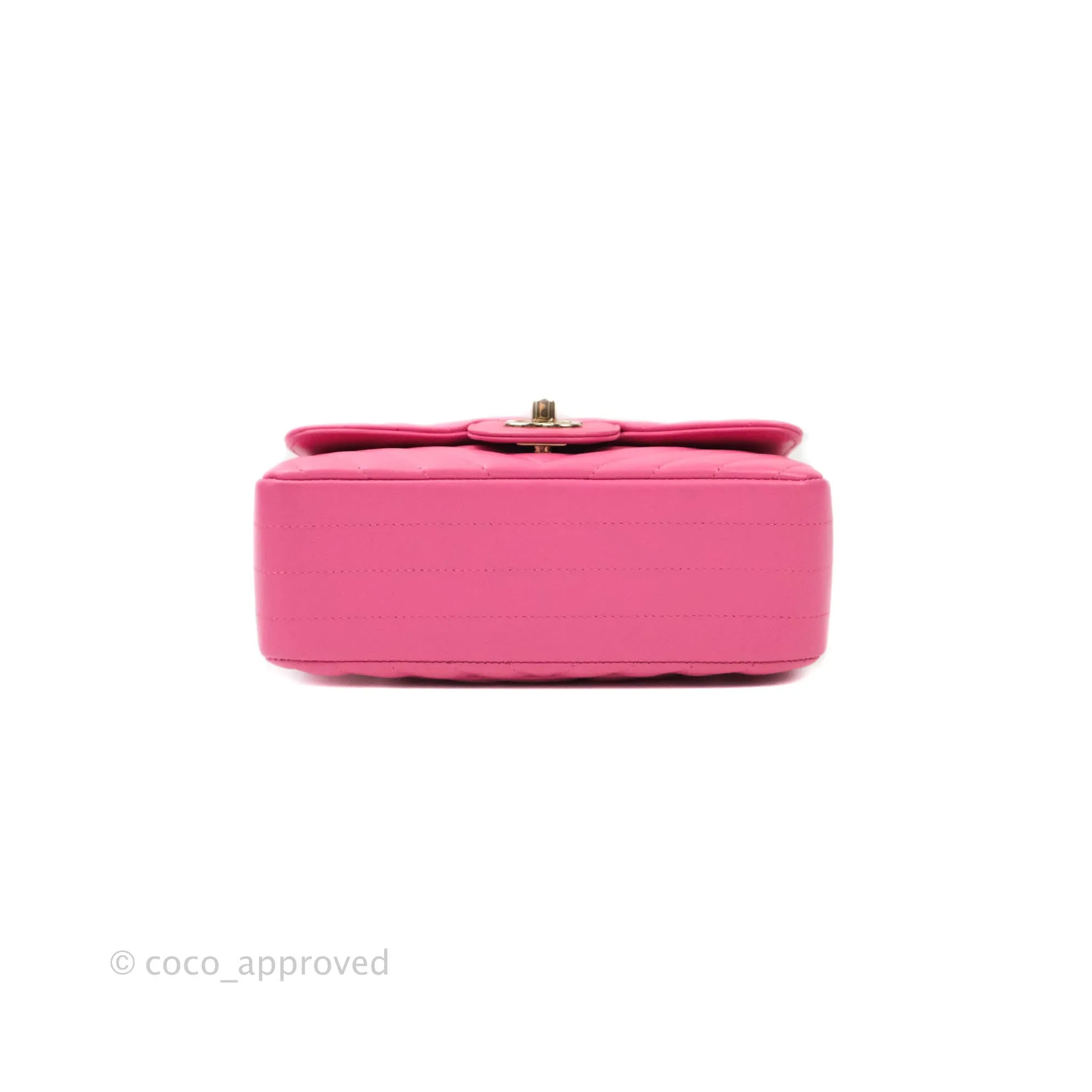 Chanel Chevron Mini Rectangular Lambskin Flap Pink Gold Hardware