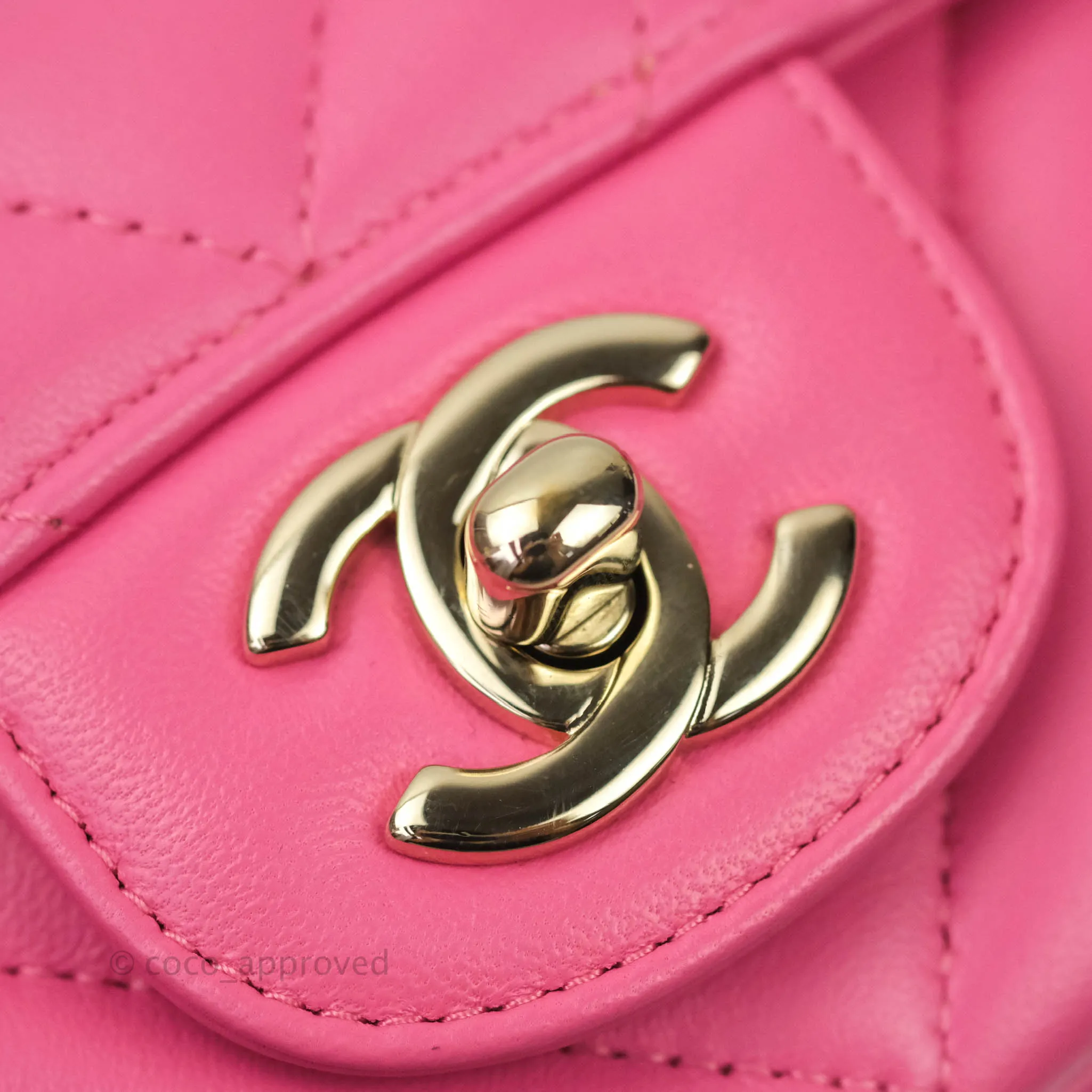 Chanel Chevron Mini Rectangular Lambskin Flap Pink Gold Hardware
