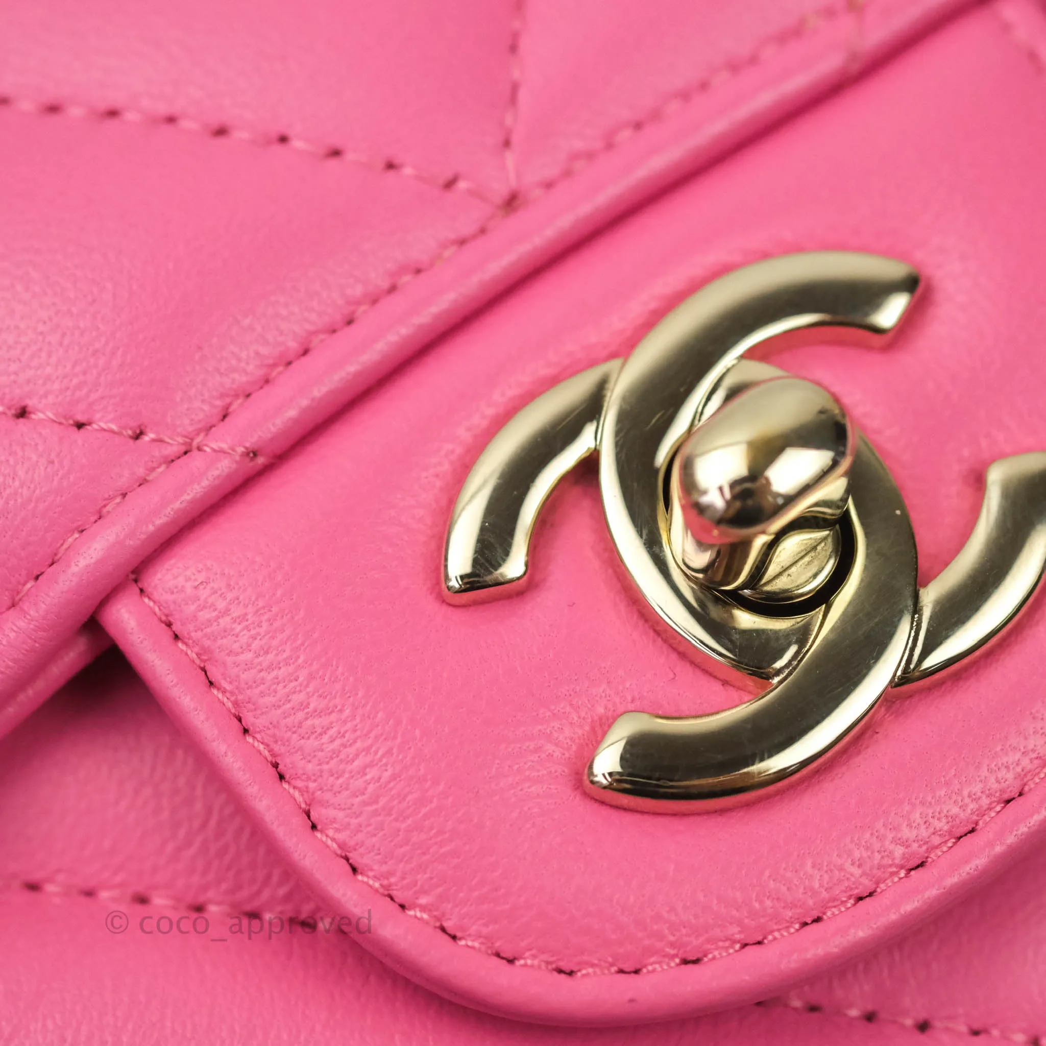 Chanel Chevron Mini Rectangular Lambskin Flap Pink Gold Hardware