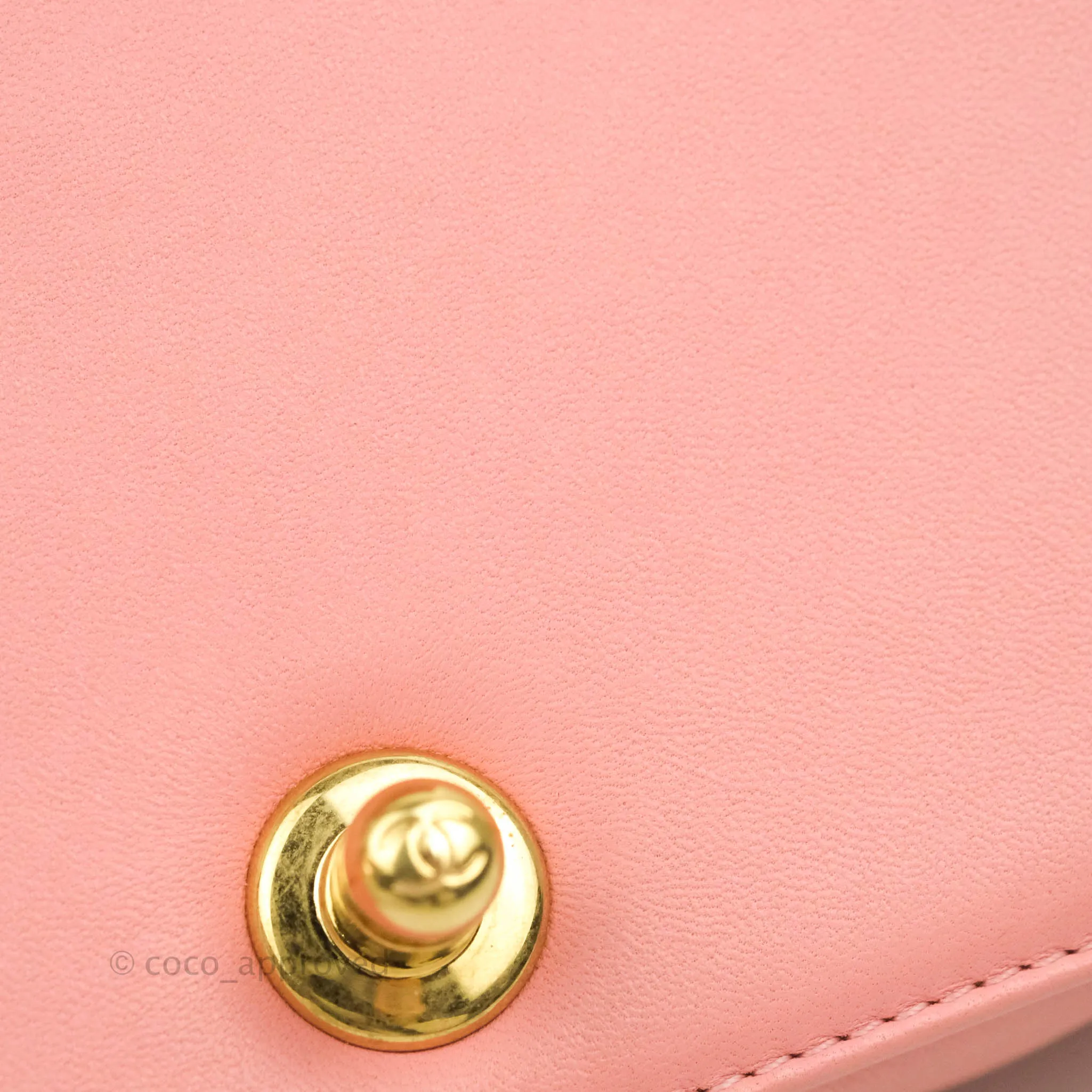 Chanel Chevron Small Boy Fabric Pink & White Aged Gold Hardware