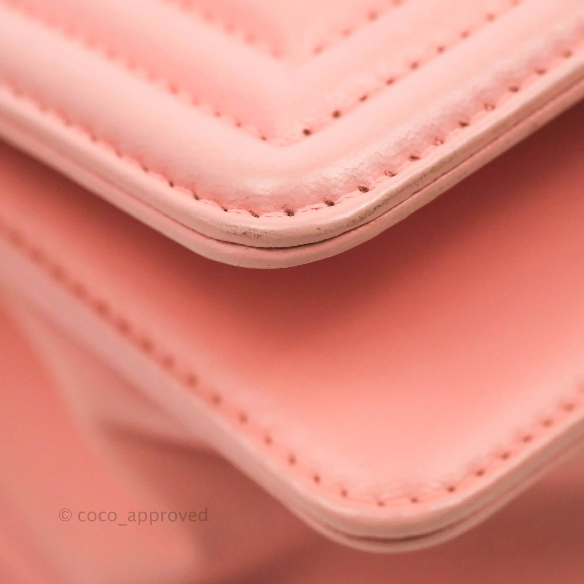 Chanel Chevron Small Boy Fabric Pink & White Aged Gold Hardware