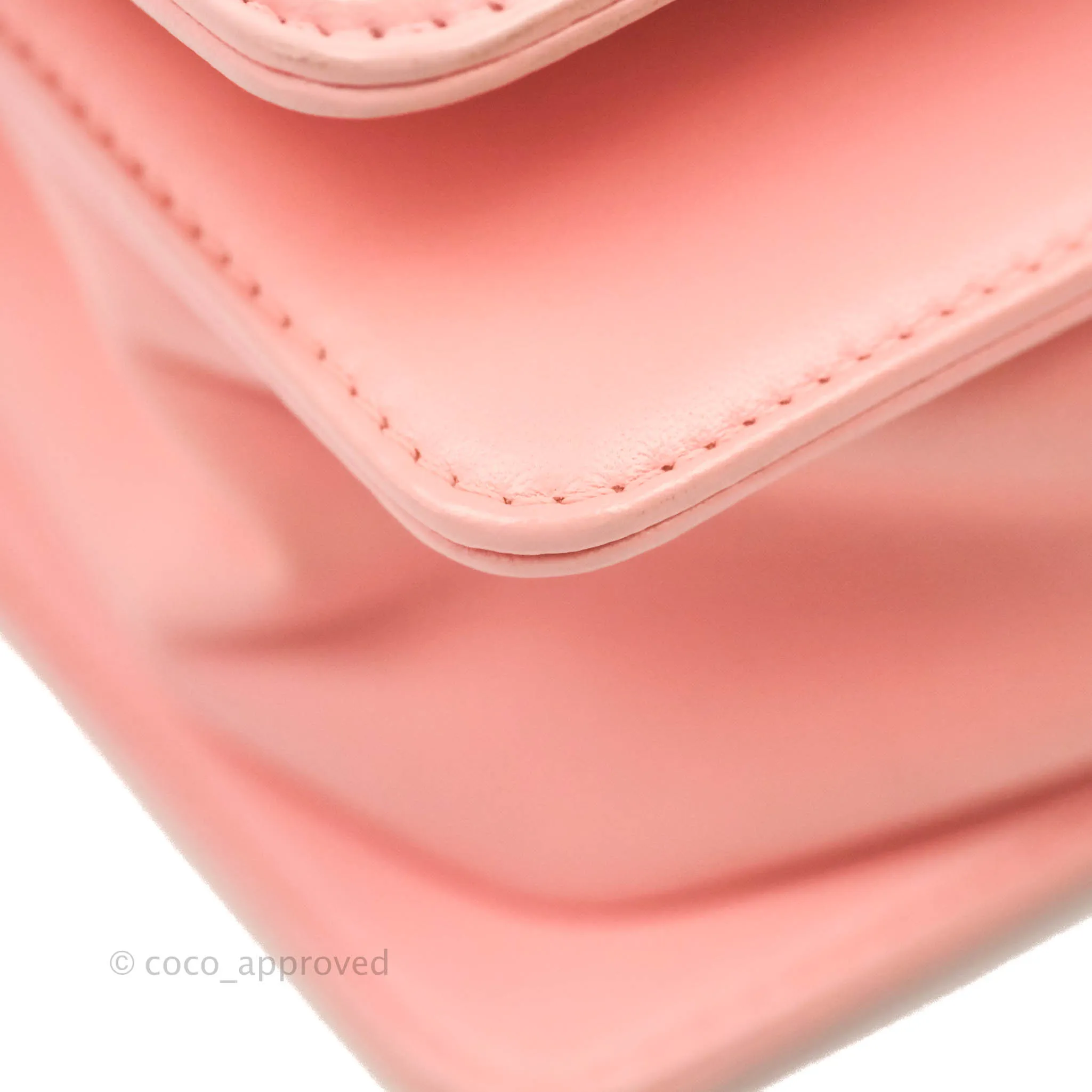 Chanel Chevron Small Boy Fabric Pink & White Aged Gold Hardware