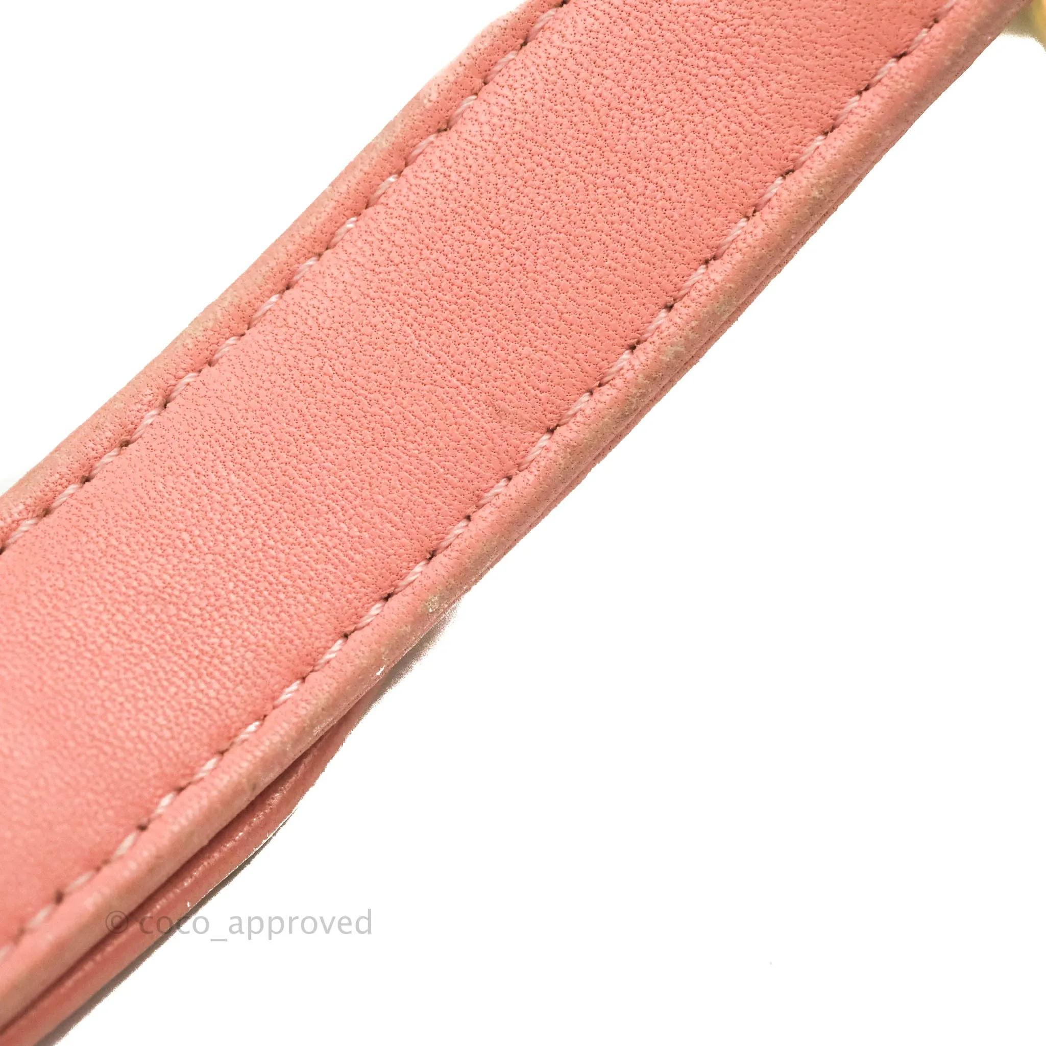 Chanel Chevron Small Boy Fabric Pink & White Aged Gold Hardware