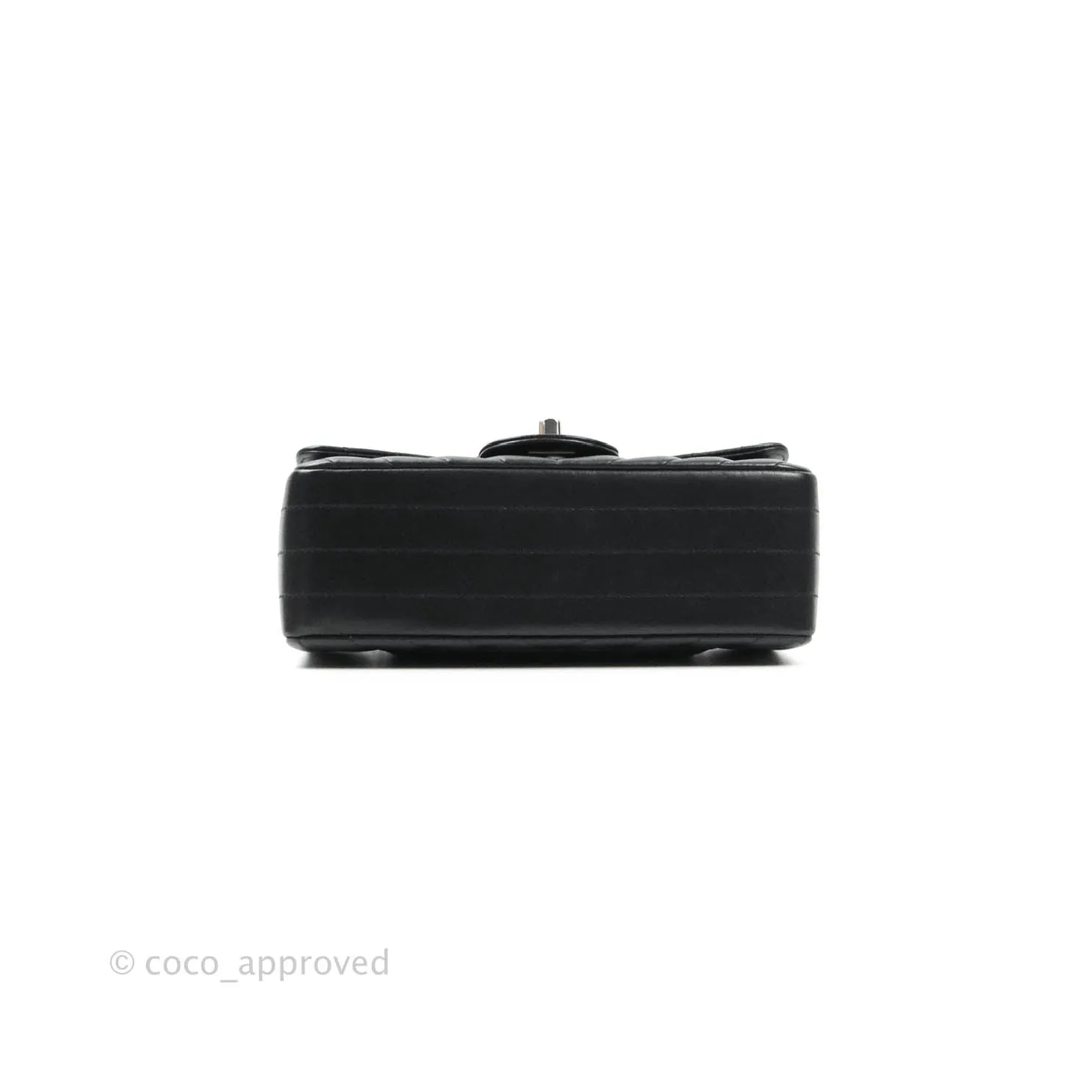 Chanel Classic Chevron Mini Rectangular Flap Black Lambskin Silver Hardware