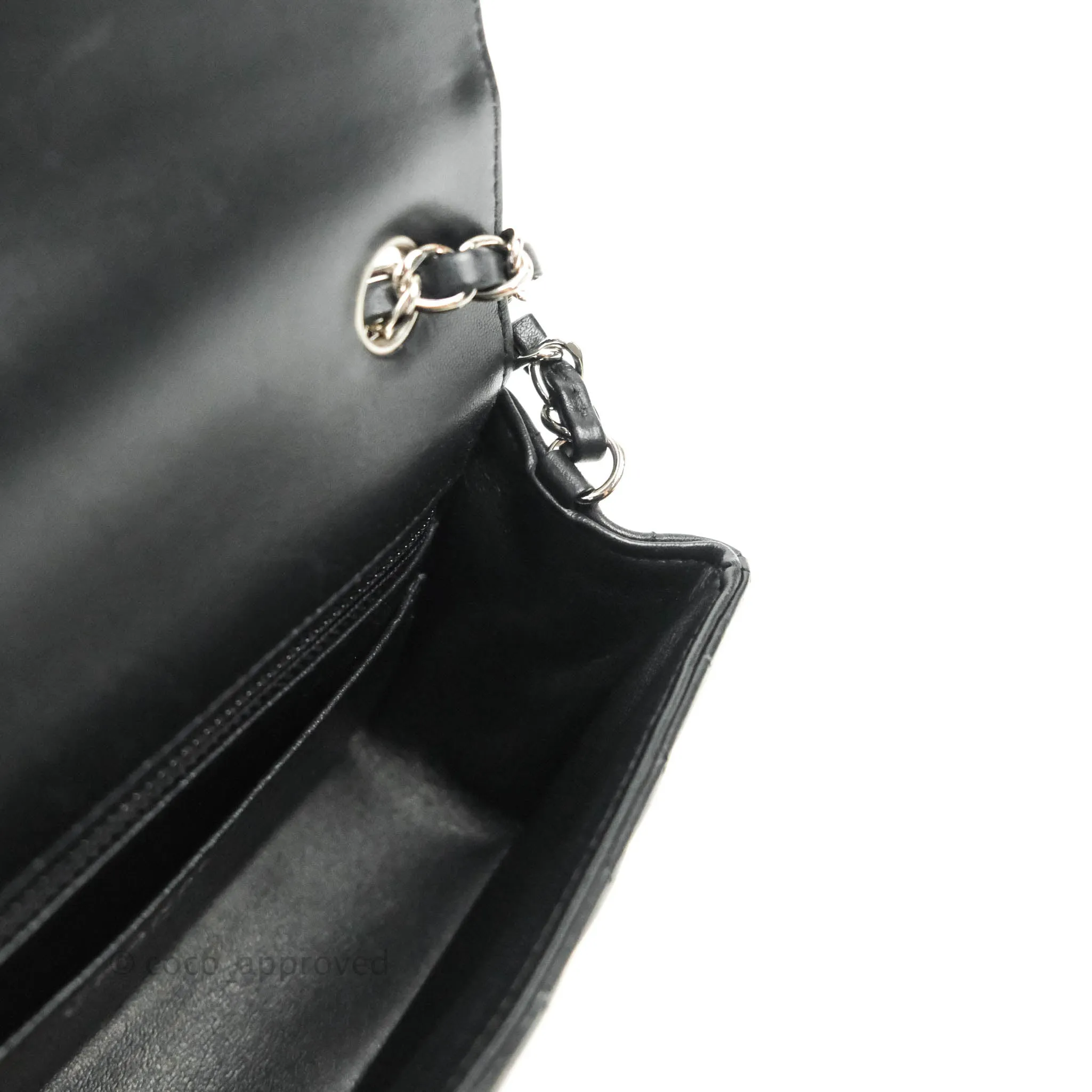 Chanel Classic Chevron Mini Rectangular Flap Black Lambskin Silver Hardware