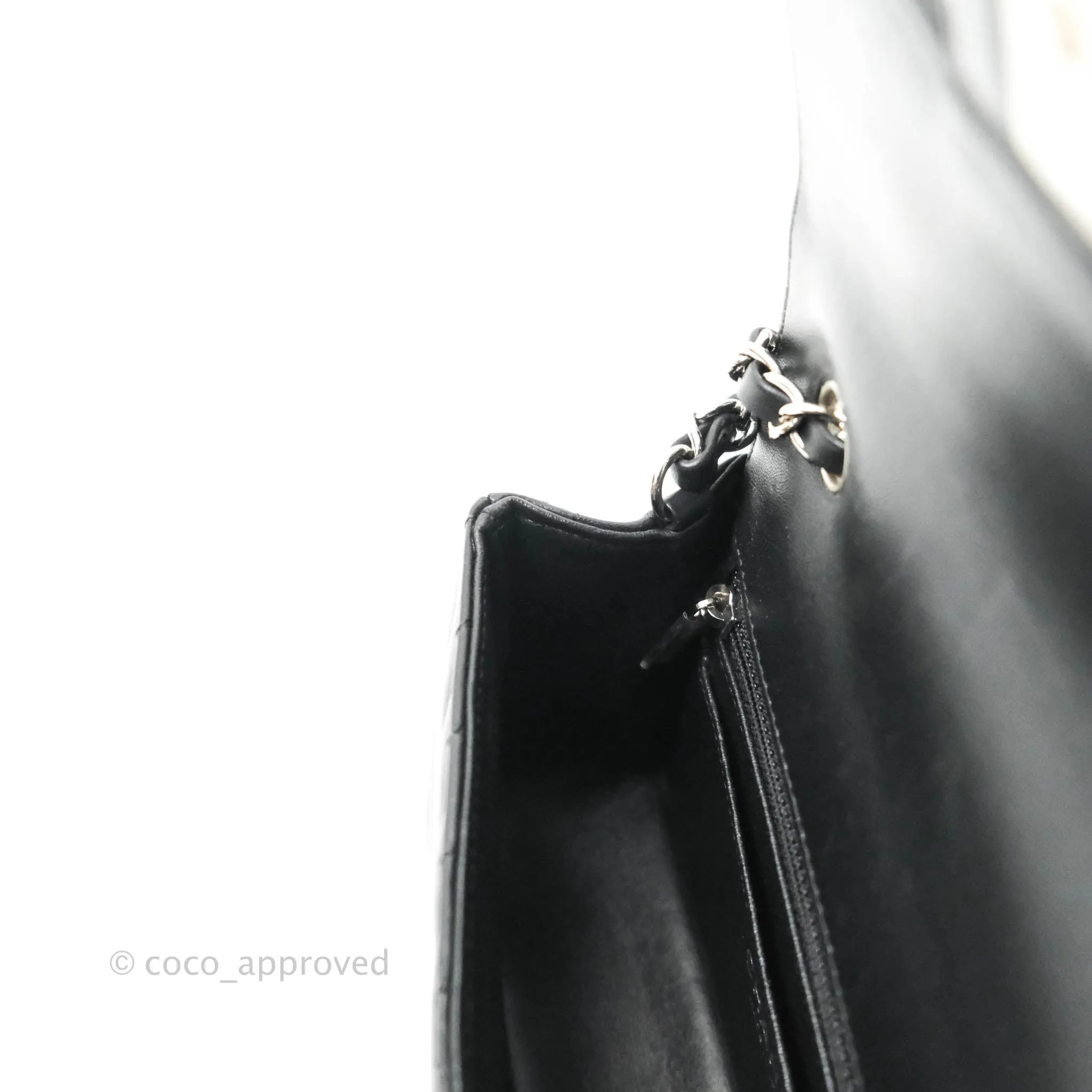 Chanel Classic Chevron Mini Rectangular Flap Black Lambskin Silver Hardware
