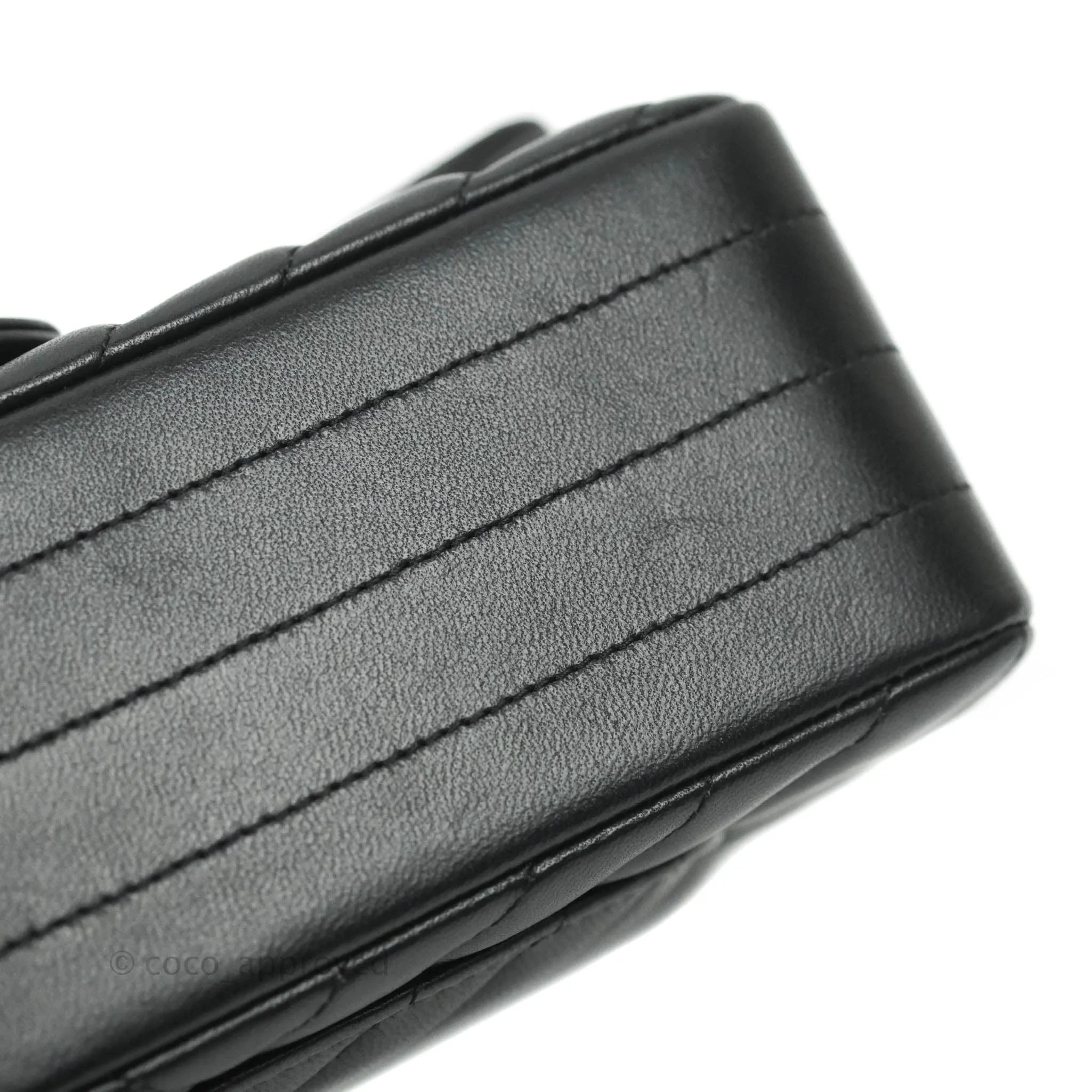 Chanel Classic Chevron Mini Rectangular Flap Black Lambskin Silver Hardware