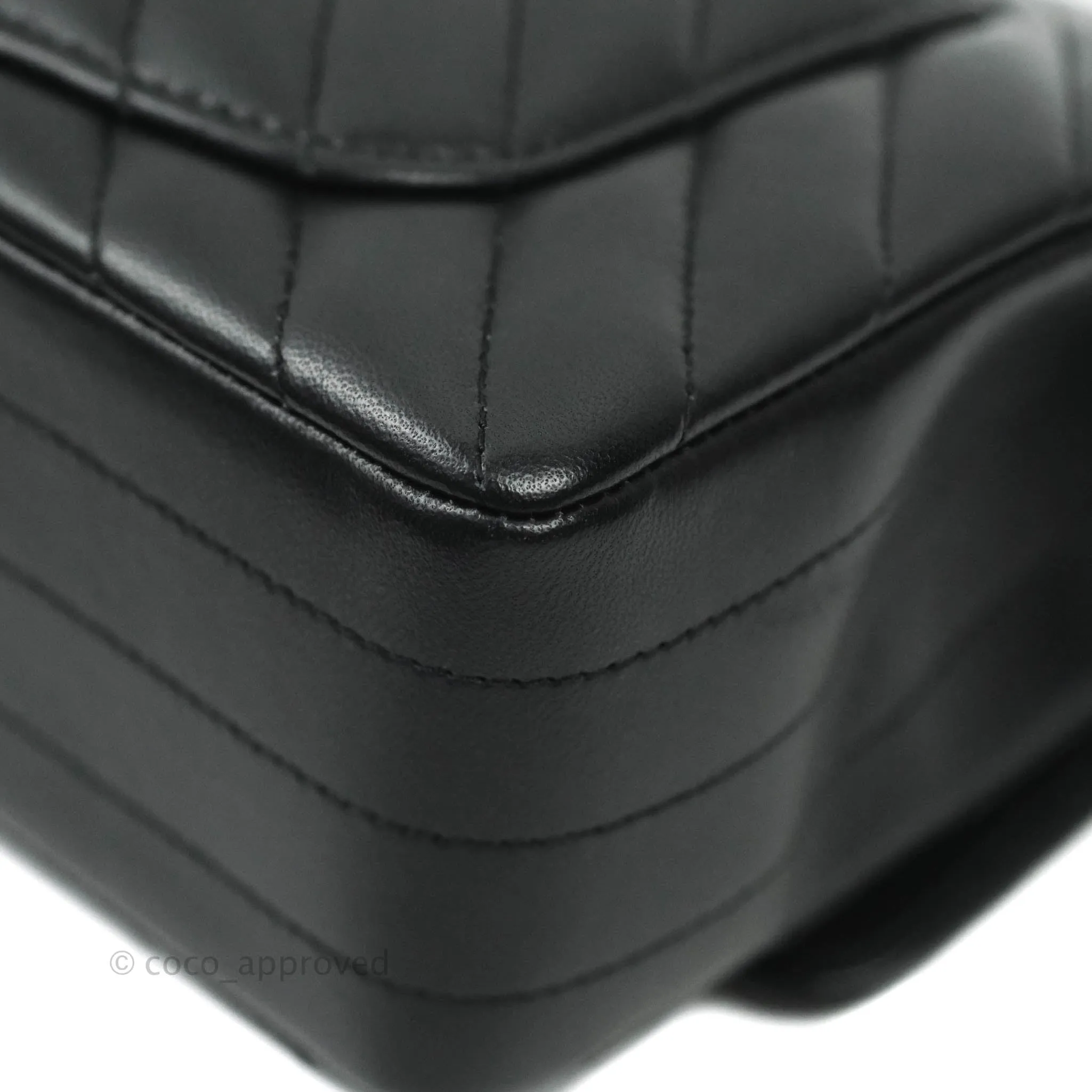 Chanel Classic Chevron Mini Rectangular Flap Black Lambskin Silver Hardware