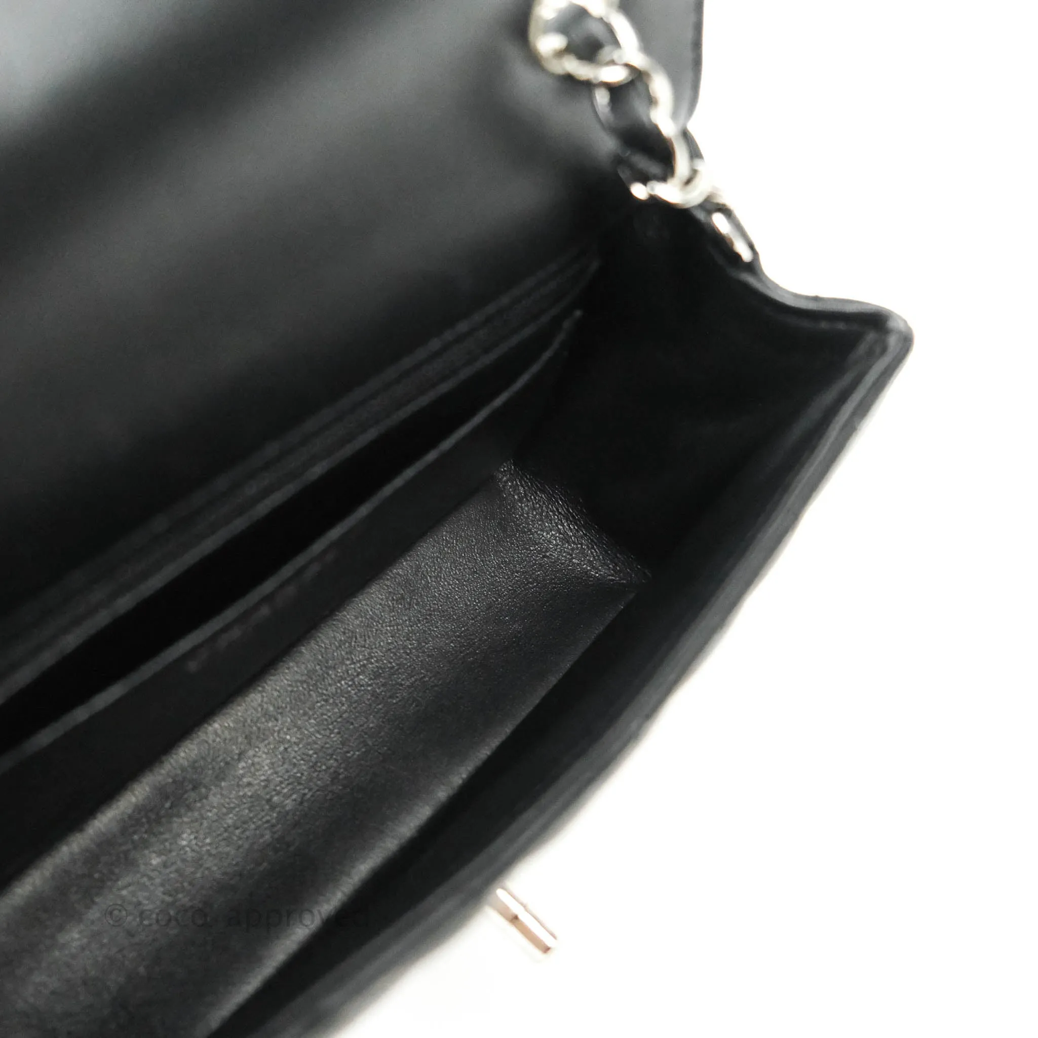 Chanel Classic Chevron Mini Rectangular Flap Black Lambskin Silver Hardware
