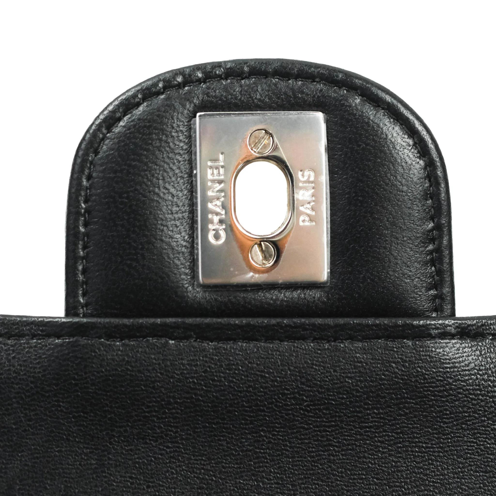 Chanel Classic Chevron Mini Rectangular Flap Black Lambskin Silver Hardware