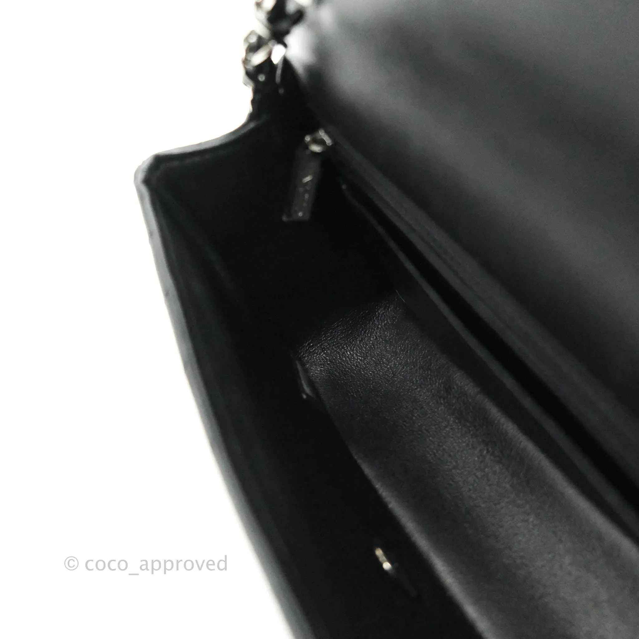 Chanel Classic Chevron Mini Rectangular Flap Black Lambskin Silver Hardware