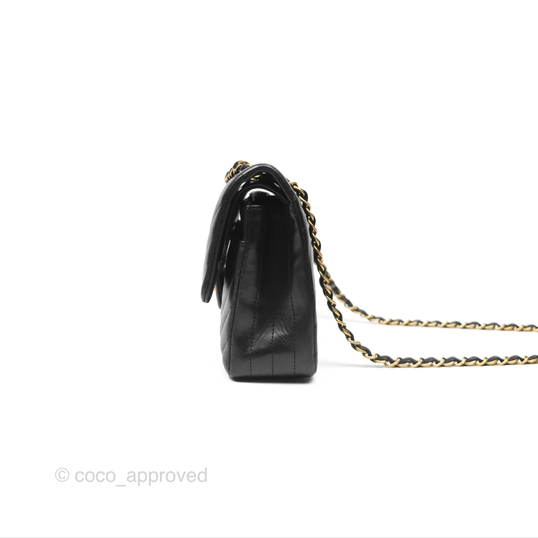 Chanel Classic M/L Medium Flap Chevron Black Lambskin Gold Hardware
