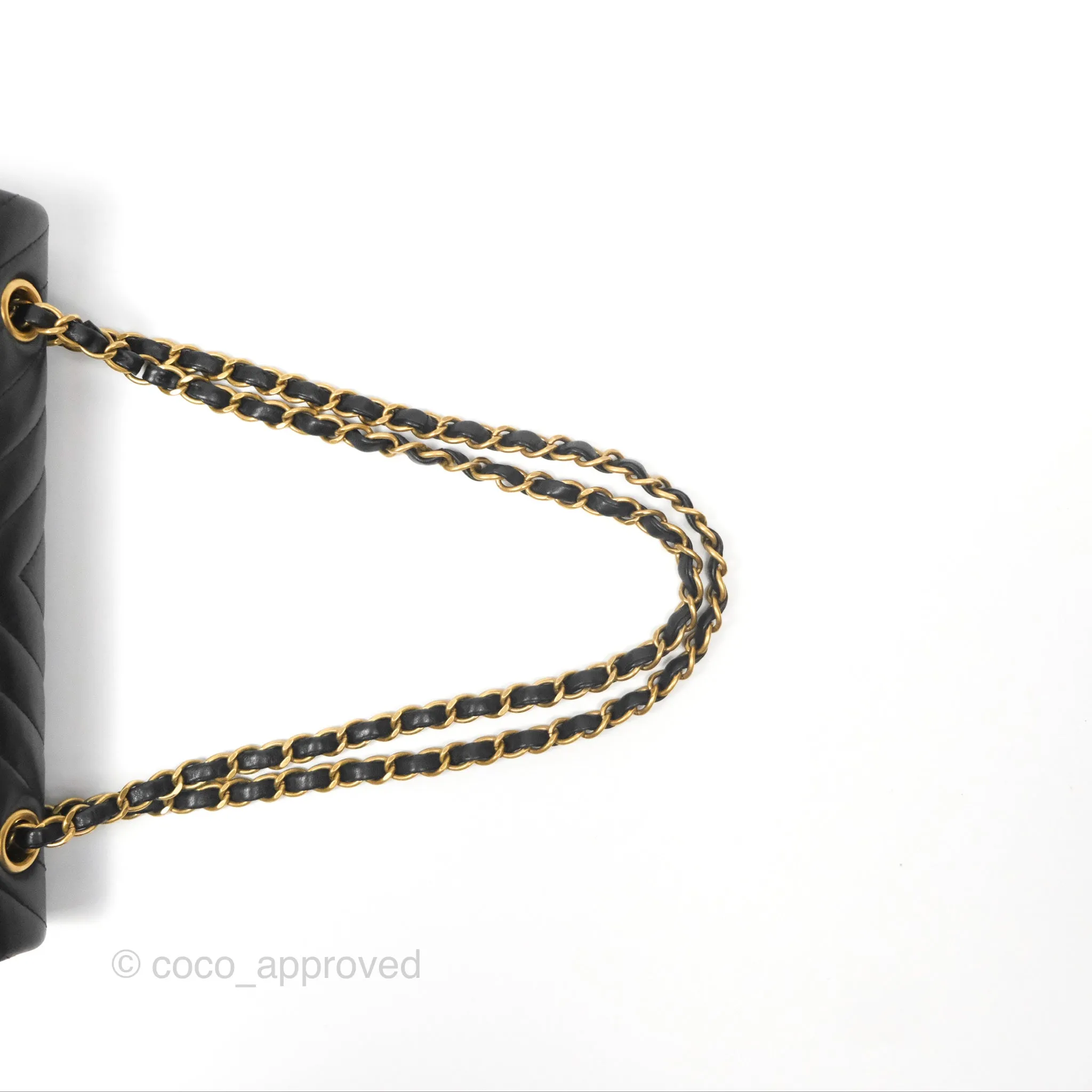 Chanel Classic M/L Medium Flap Chevron Black Lambskin Gold Hardware