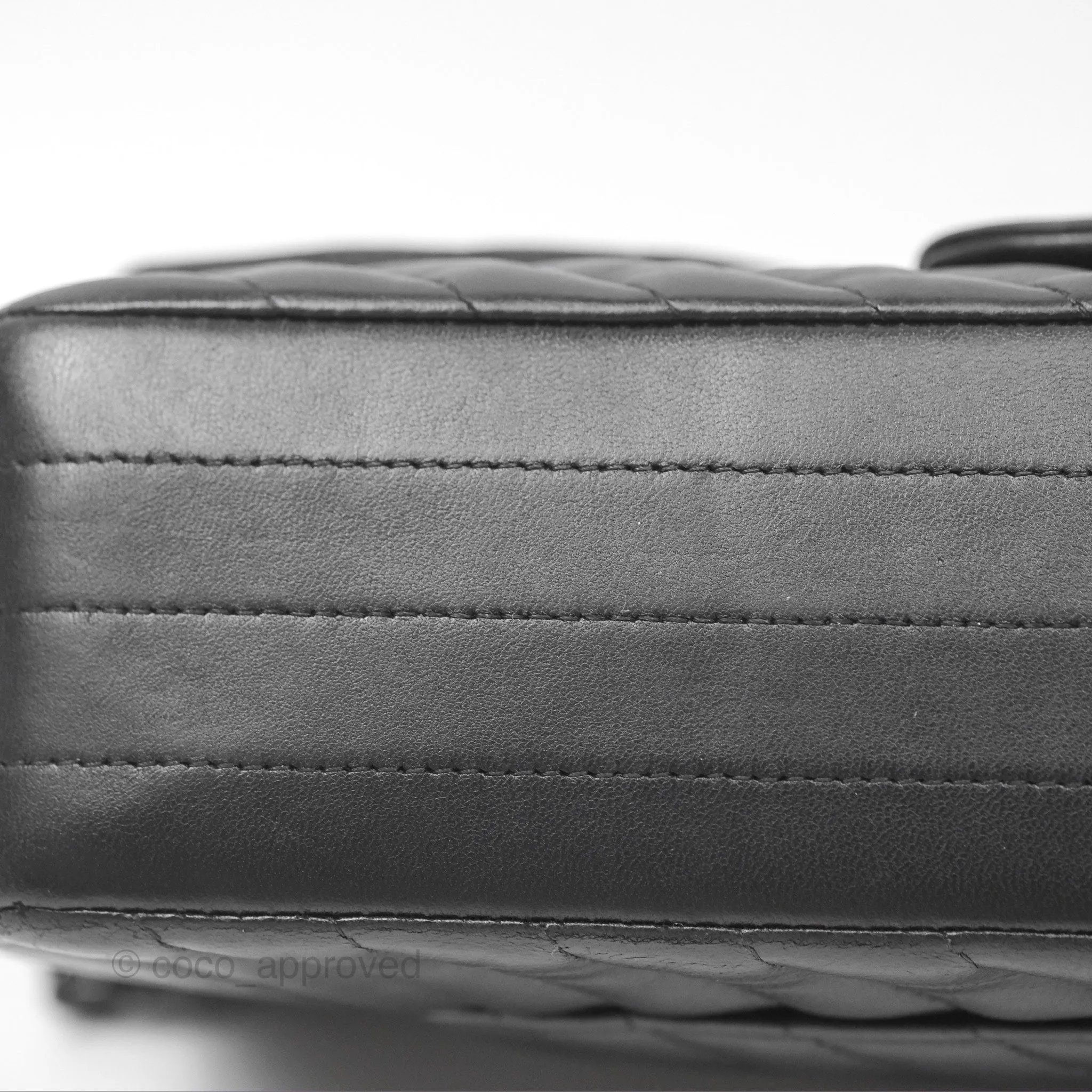 Chanel Classic M/L Medium Flap Chevron So Black Calfskin