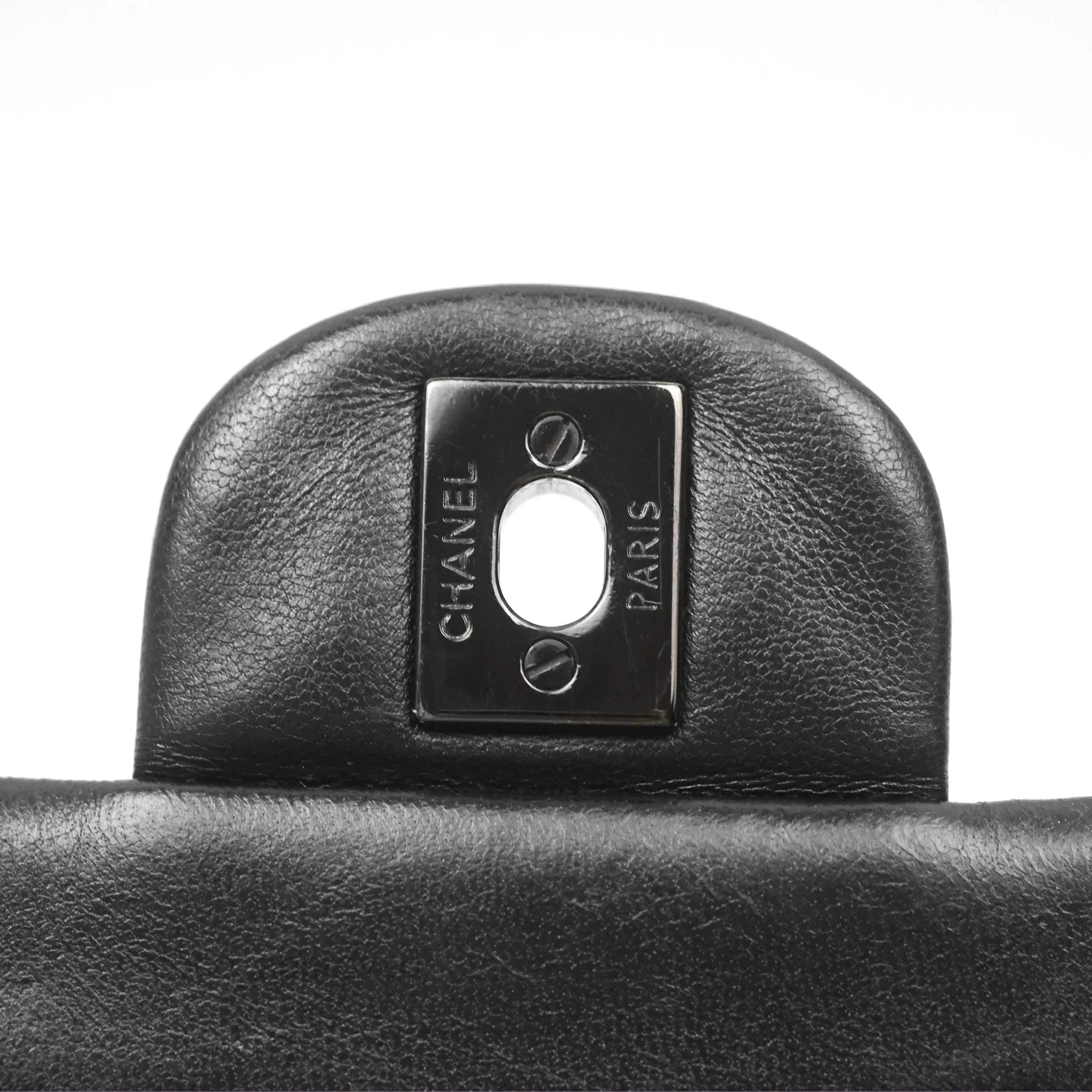 Chanel Classic M/L Medium Flap Chevron So Black Calfskin