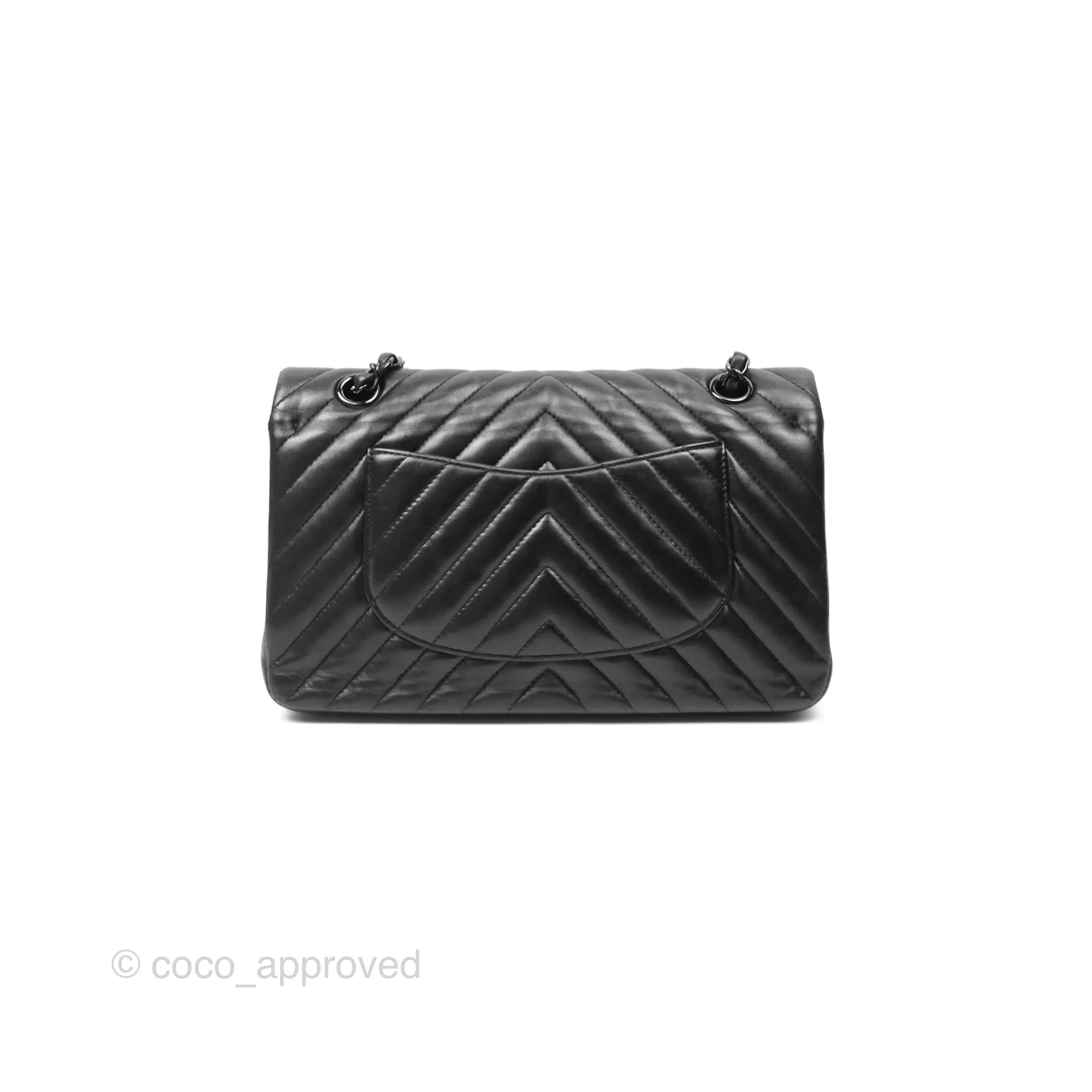 Chanel Classic M/L Medium Flap Chevron So Black Calfskin