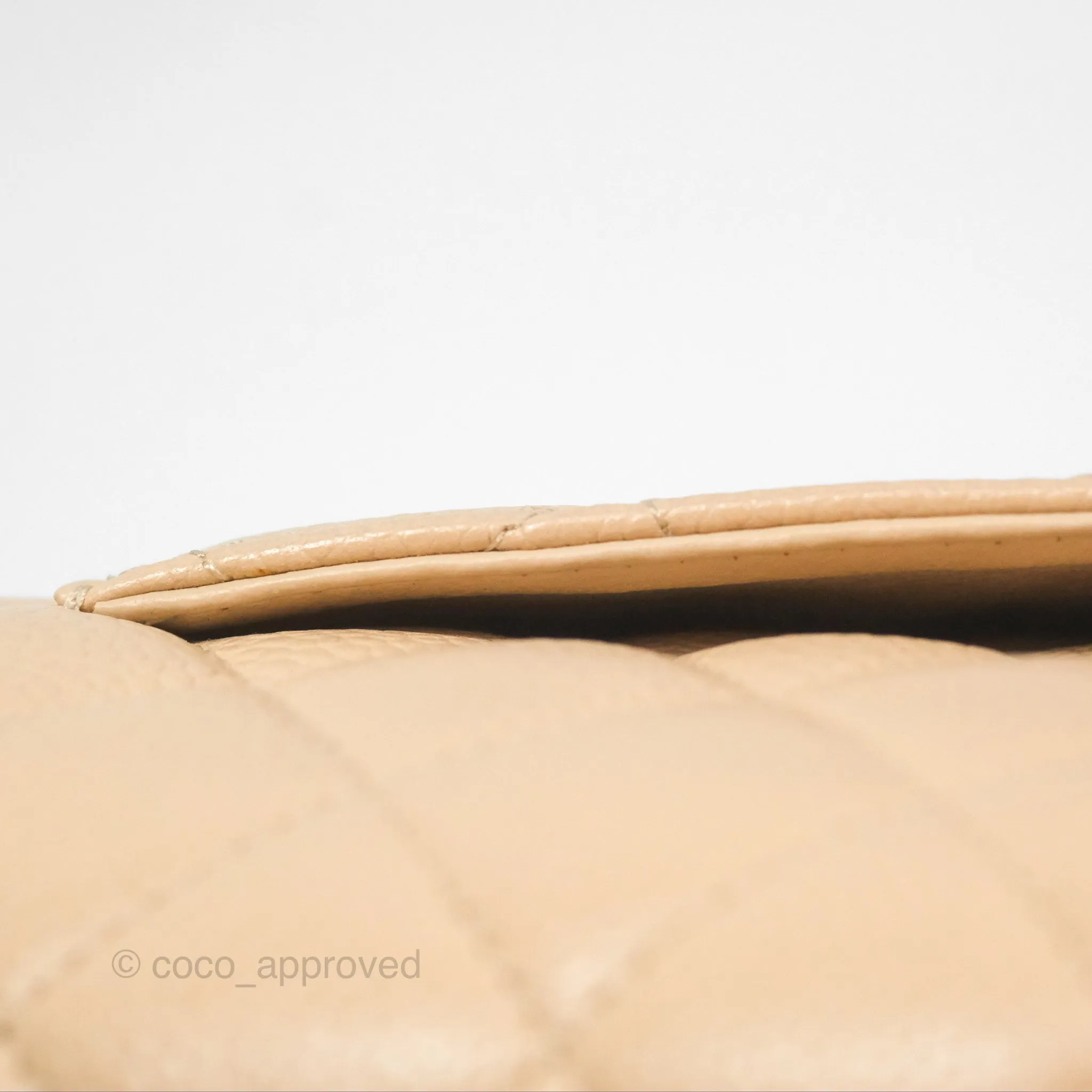 Chanel Classic M/L Medium Flap Quilted Beige Caviar Gold Hardware