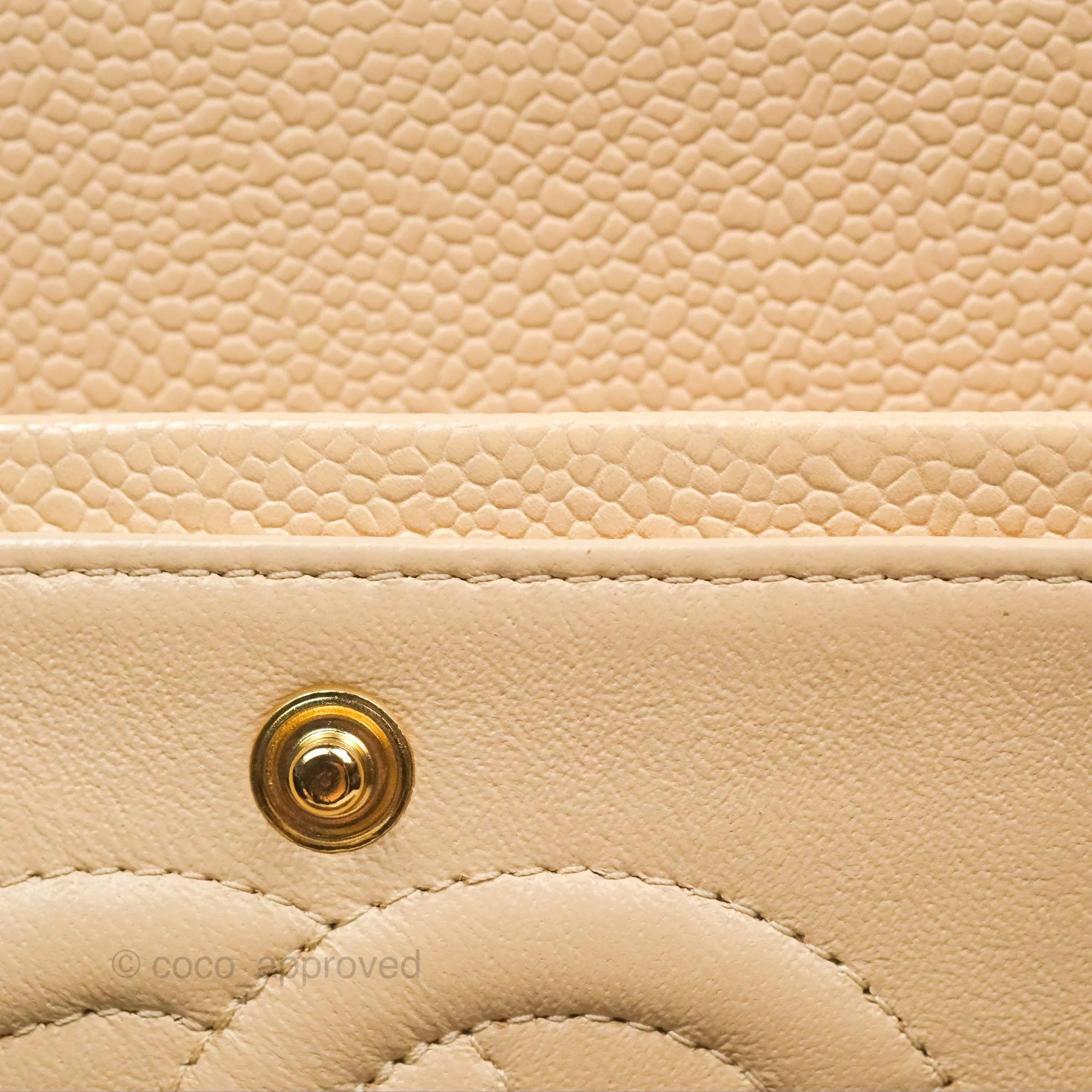 Chanel Classic M/L Medium Flap Quilted Beige Caviar Gold Hardware