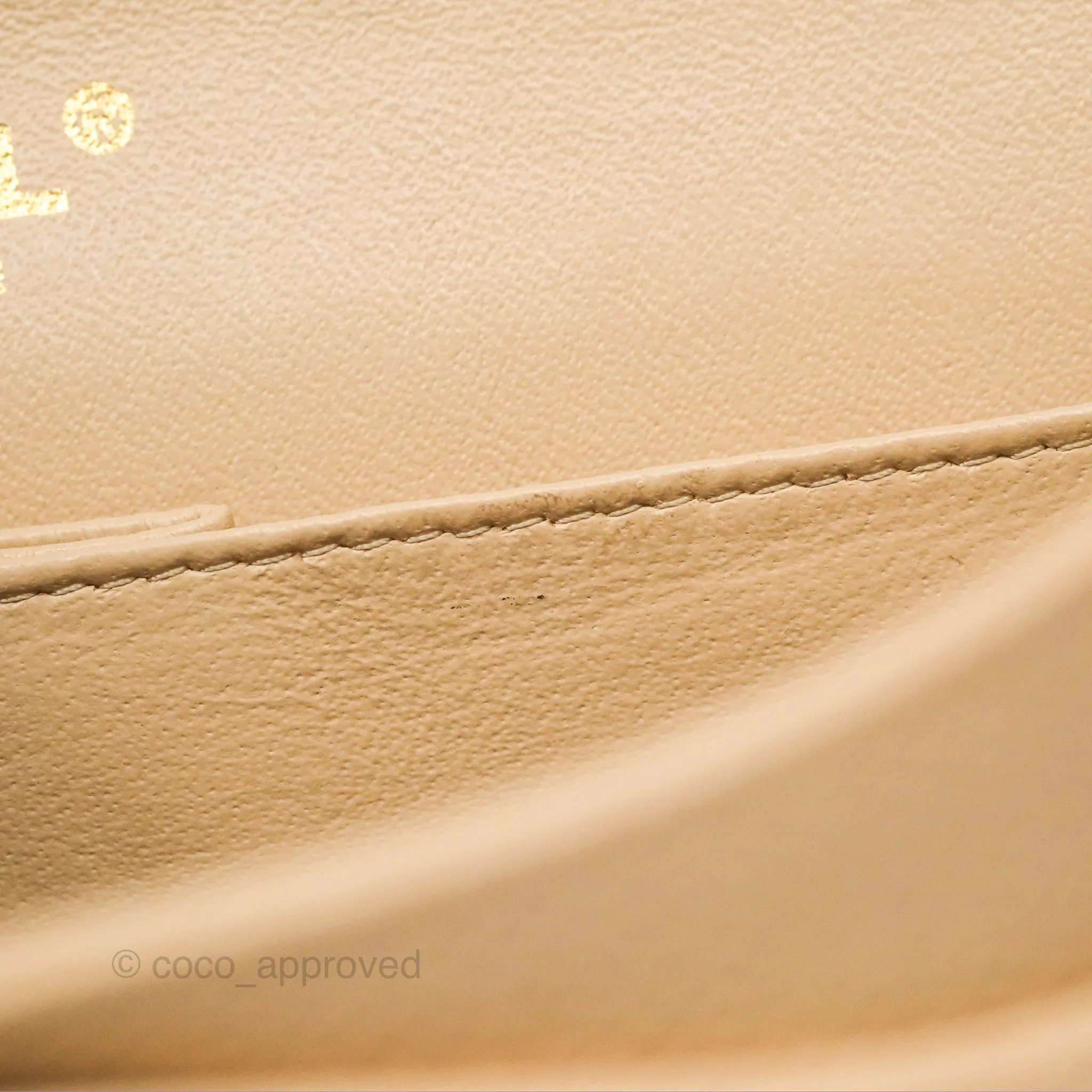 Chanel Classic M/L Medium Flap Quilted Beige Caviar Gold Hardware