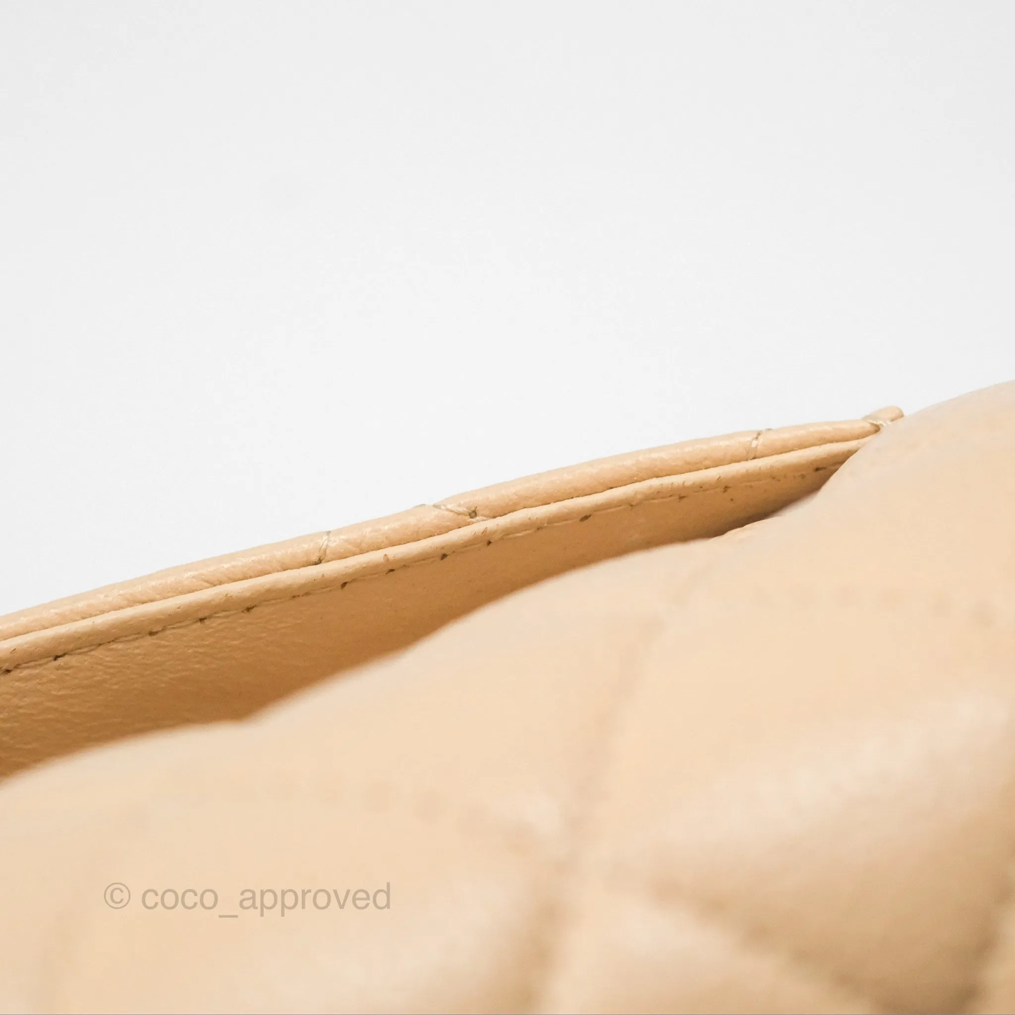 Chanel Classic M/L Medium Flap Quilted Beige Caviar Gold Hardware