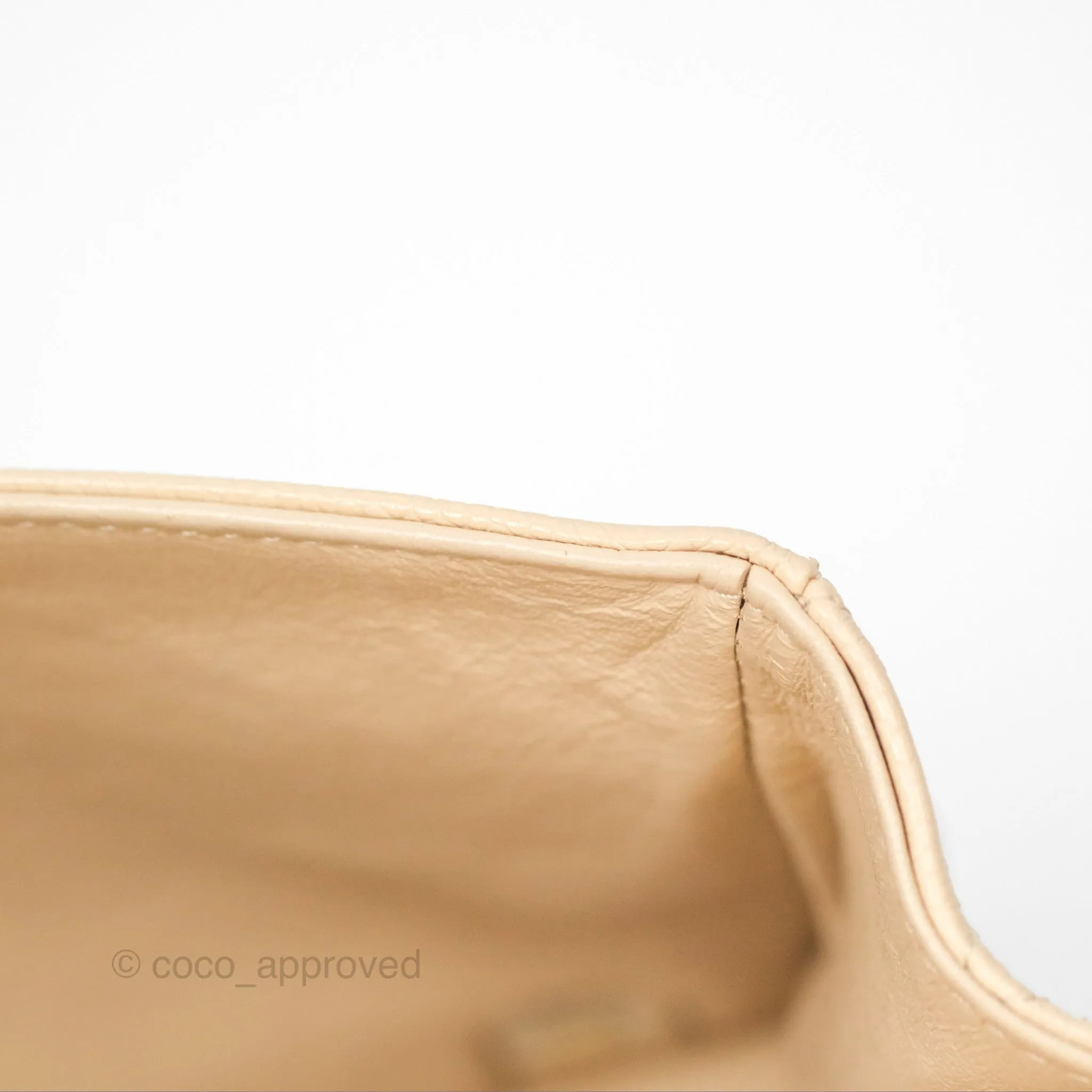 Chanel Classic M/L Medium Flap Quilted Beige Caviar Gold Hardware