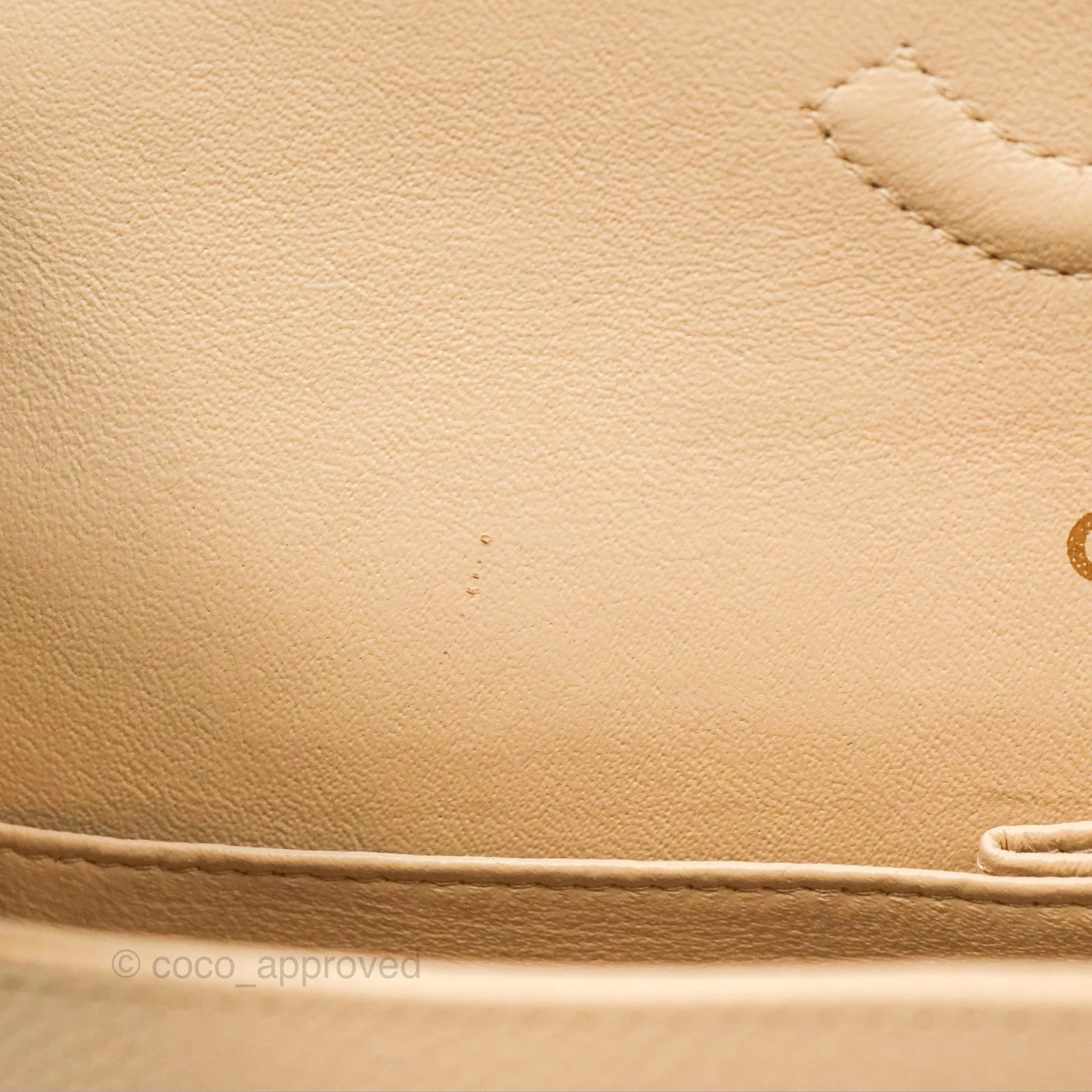 Chanel Classic M/L Medium Flap Quilted Beige Caviar Gold Hardware
