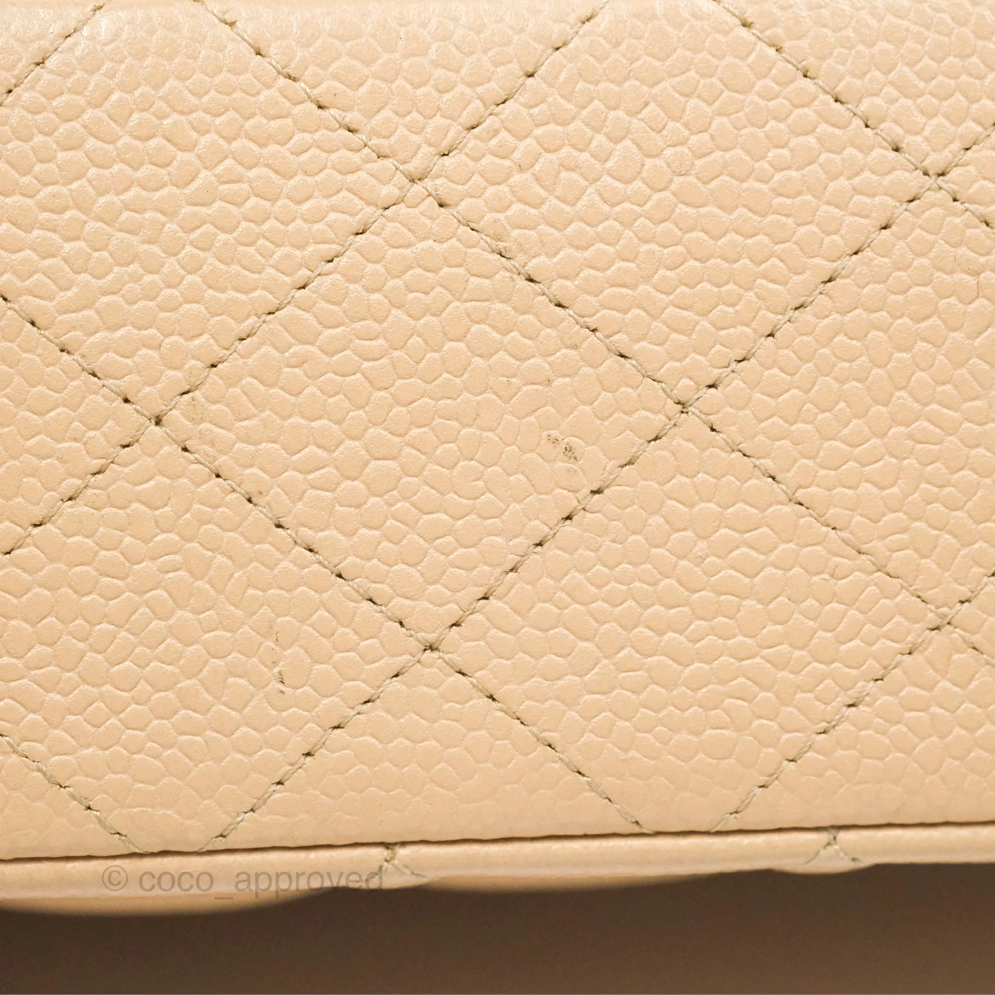 Chanel Classic M/L Medium Flap Quilted Beige Caviar Gold Hardware