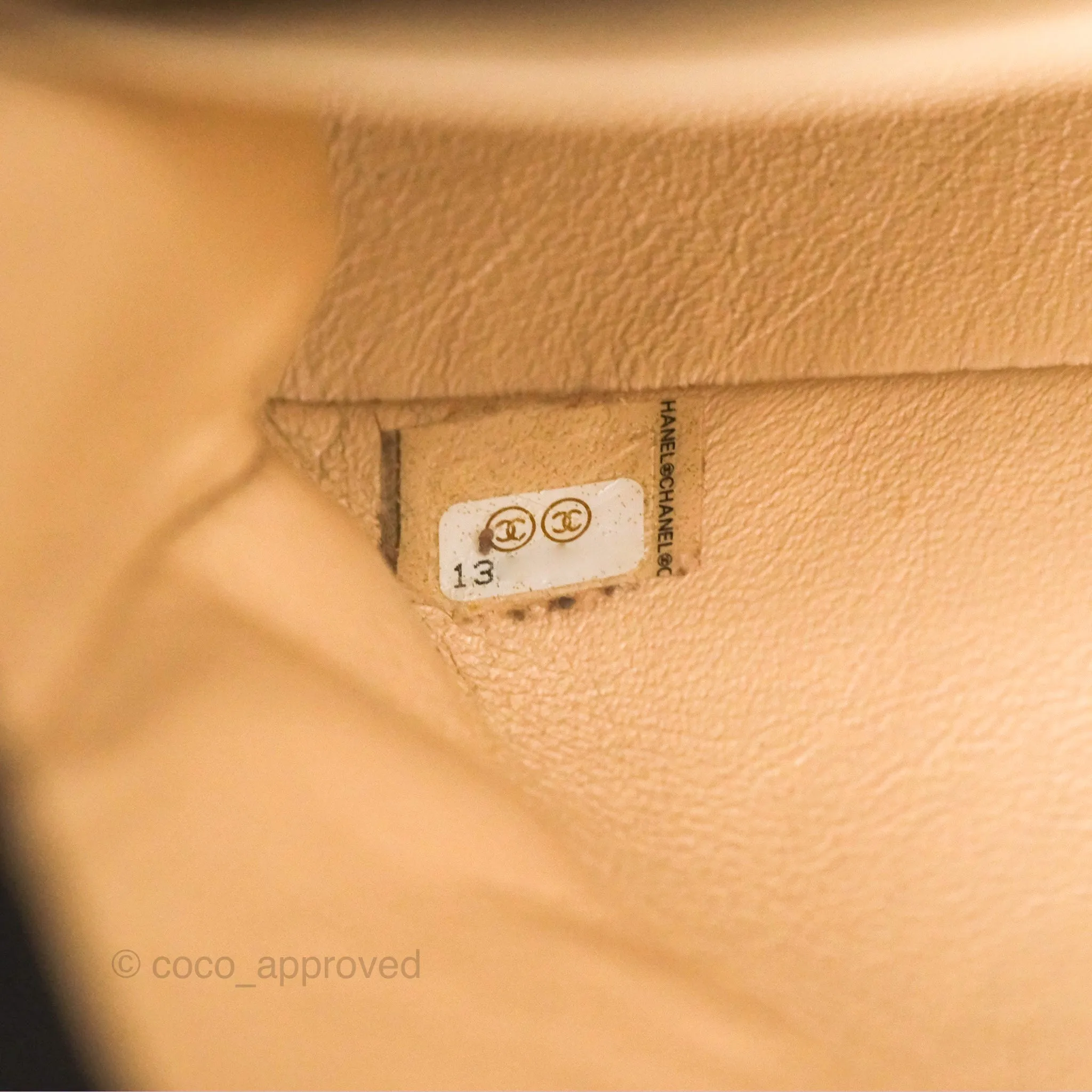 Chanel Classic M/L Medium Flap Quilted Beige Caviar Gold Hardware