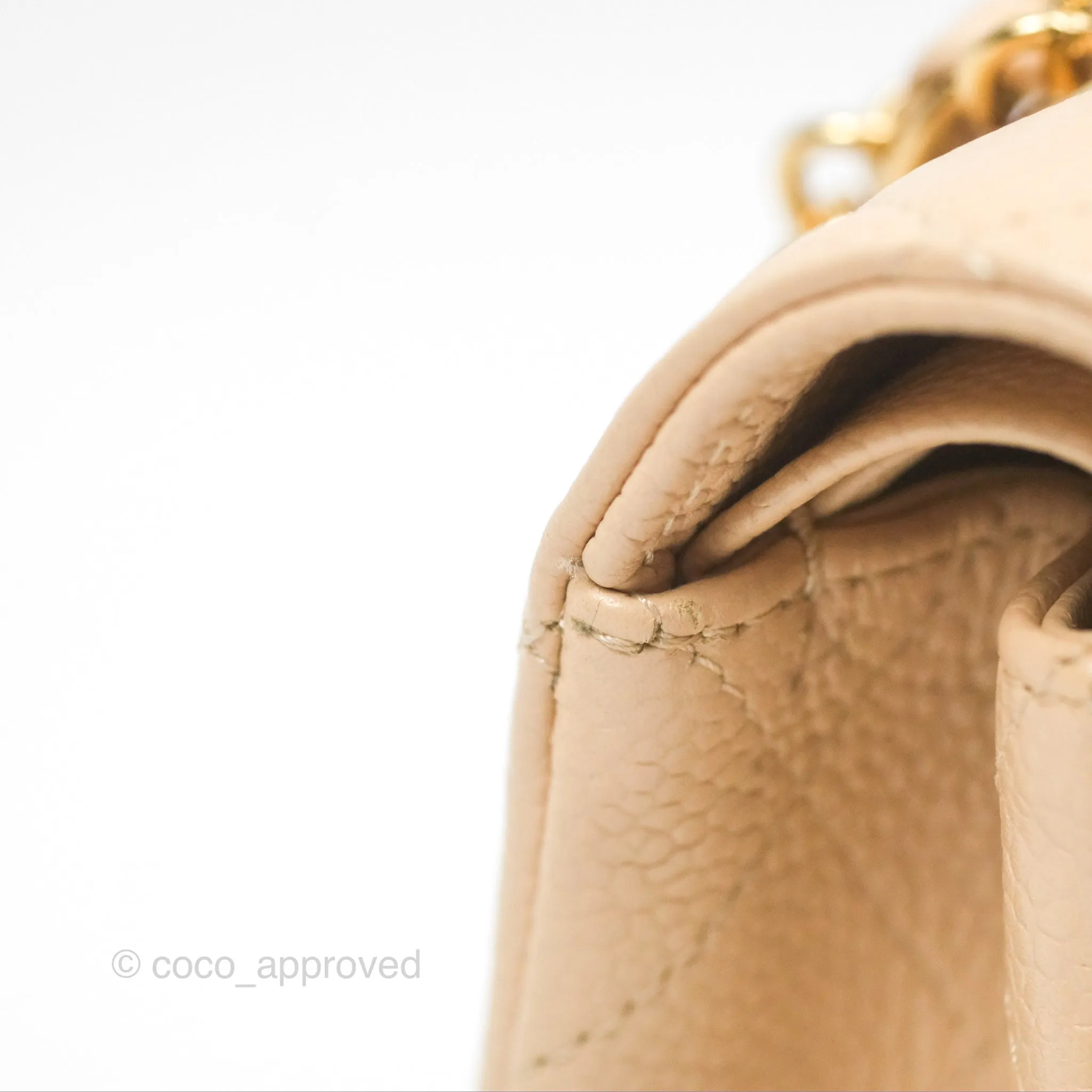 Chanel Classic M/L Medium Flap Quilted Beige Caviar Gold Hardware