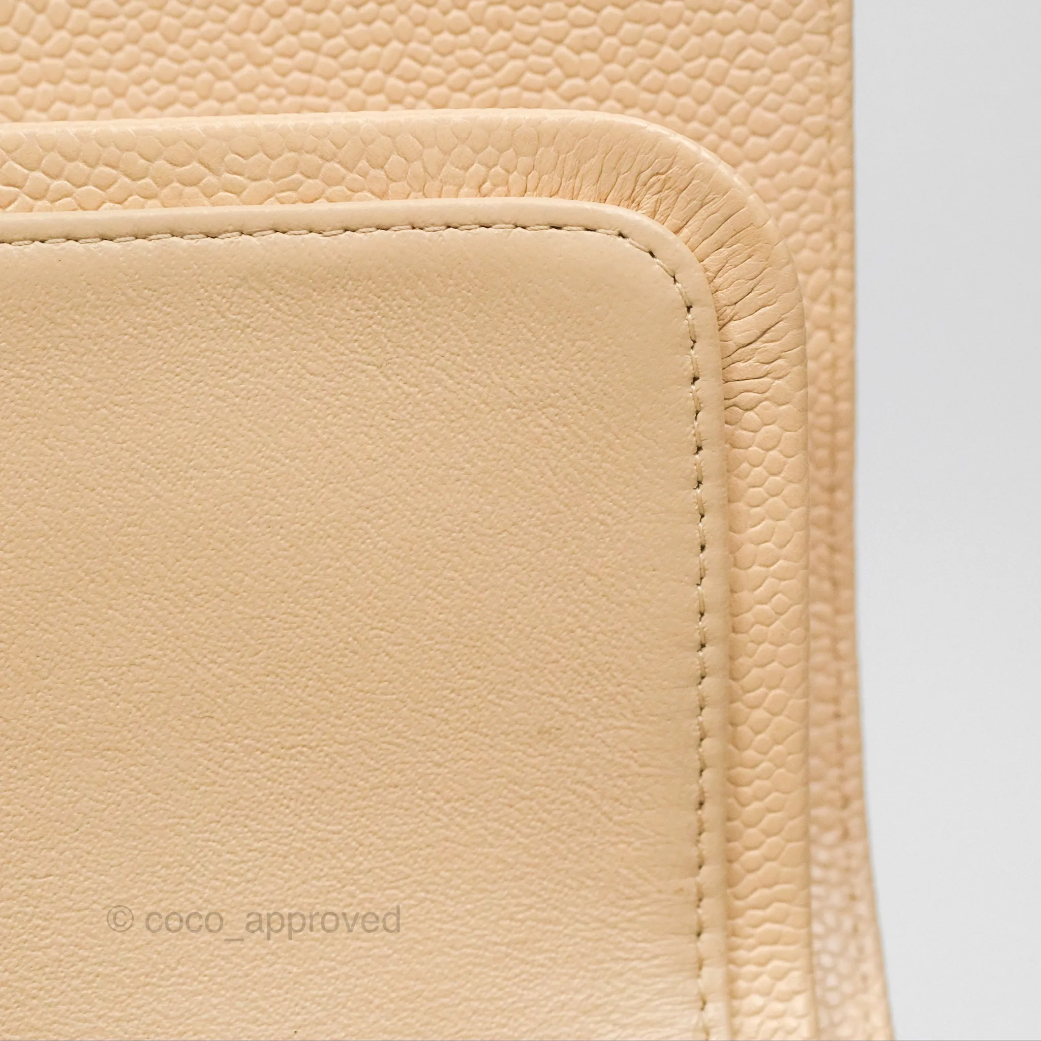 Chanel Classic M/L Medium Flap Quilted Beige Caviar Gold Hardware
