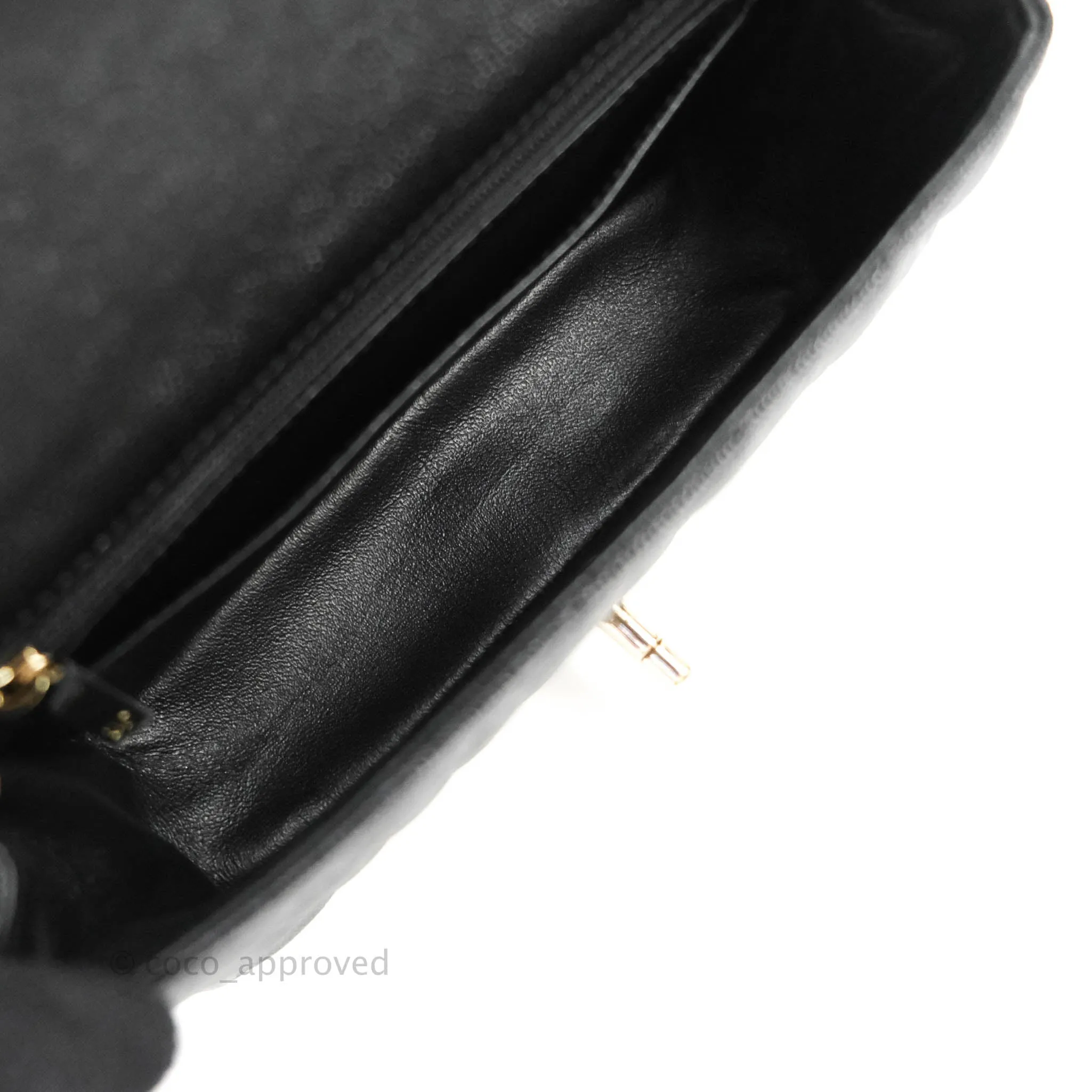 Chanel Classic Quilted Mini Rectangular Flap Black Caviar Gold Hardware 18B