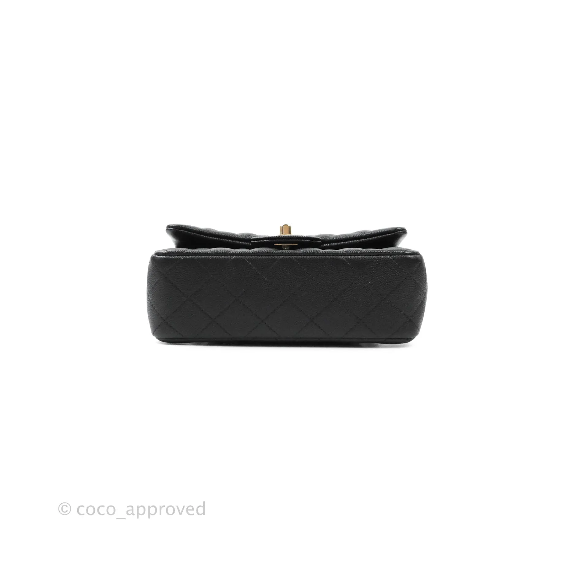 Chanel Classic Quilted Mini Rectangular Flap Black Caviar Gold Hardware 18B