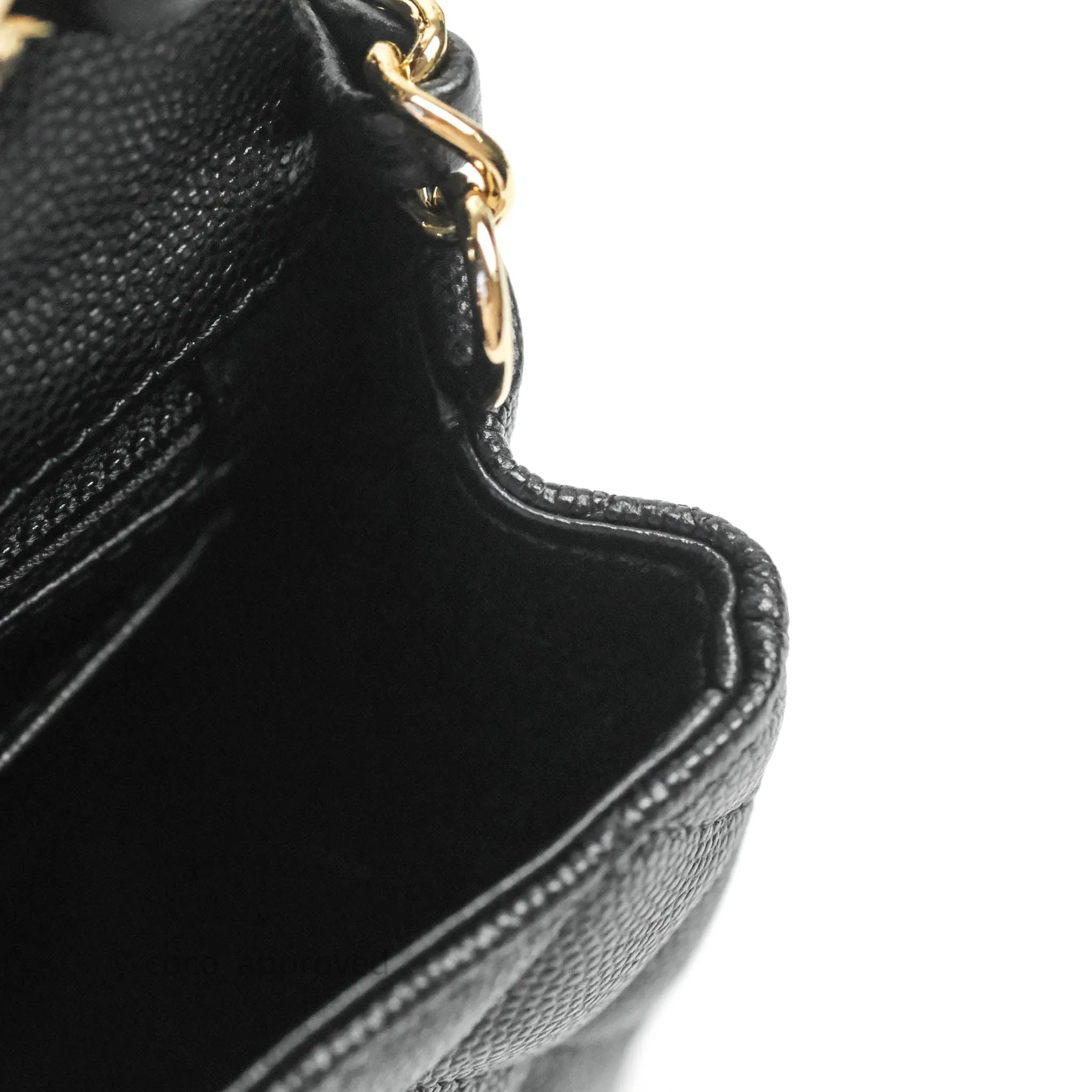 Chanel Classic Quilted Mini Rectangular Flap Black Caviar Gold Hardware 18B