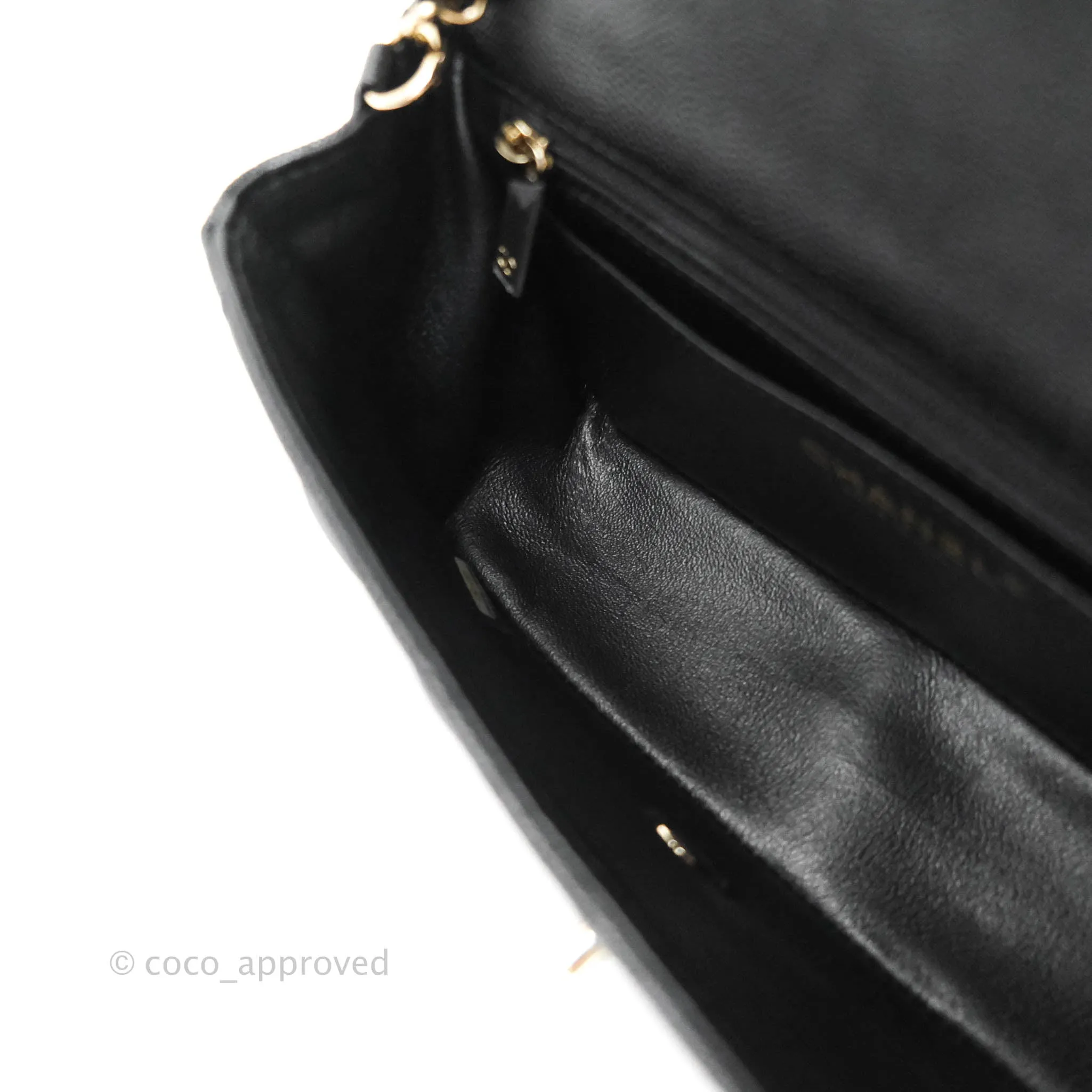 Chanel Classic Quilted Mini Rectangular Flap Black Caviar Gold Hardware 18B