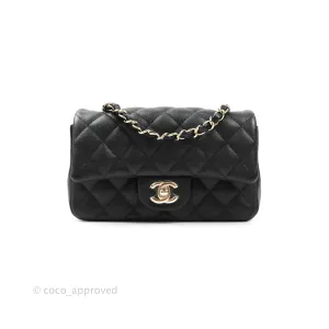 Chanel Classic Quilted Mini Rectangular Flap Black Caviar Gold Hardware 18B