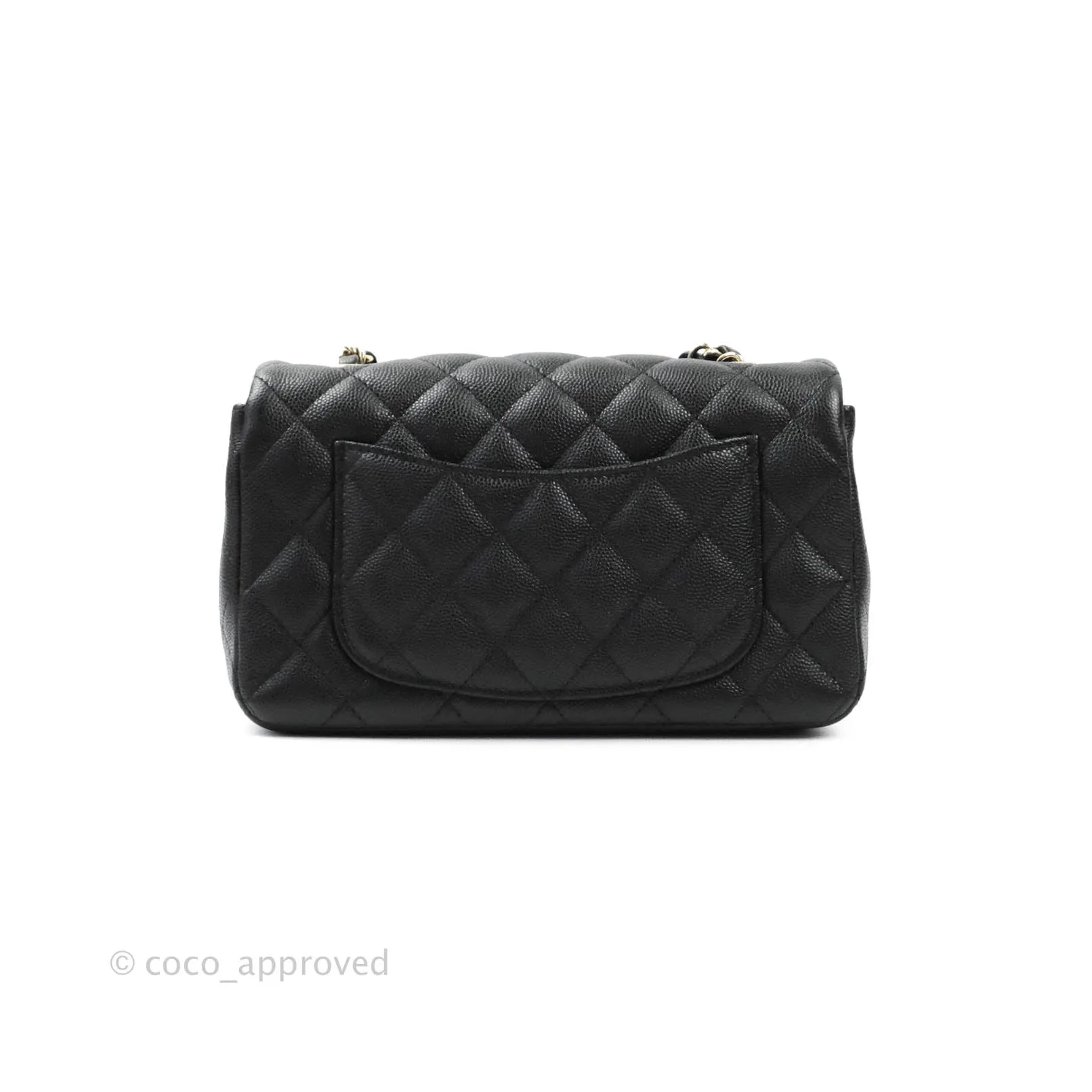 Chanel Classic Quilted Mini Rectangular Flap Black Caviar Gold Hardware 18B