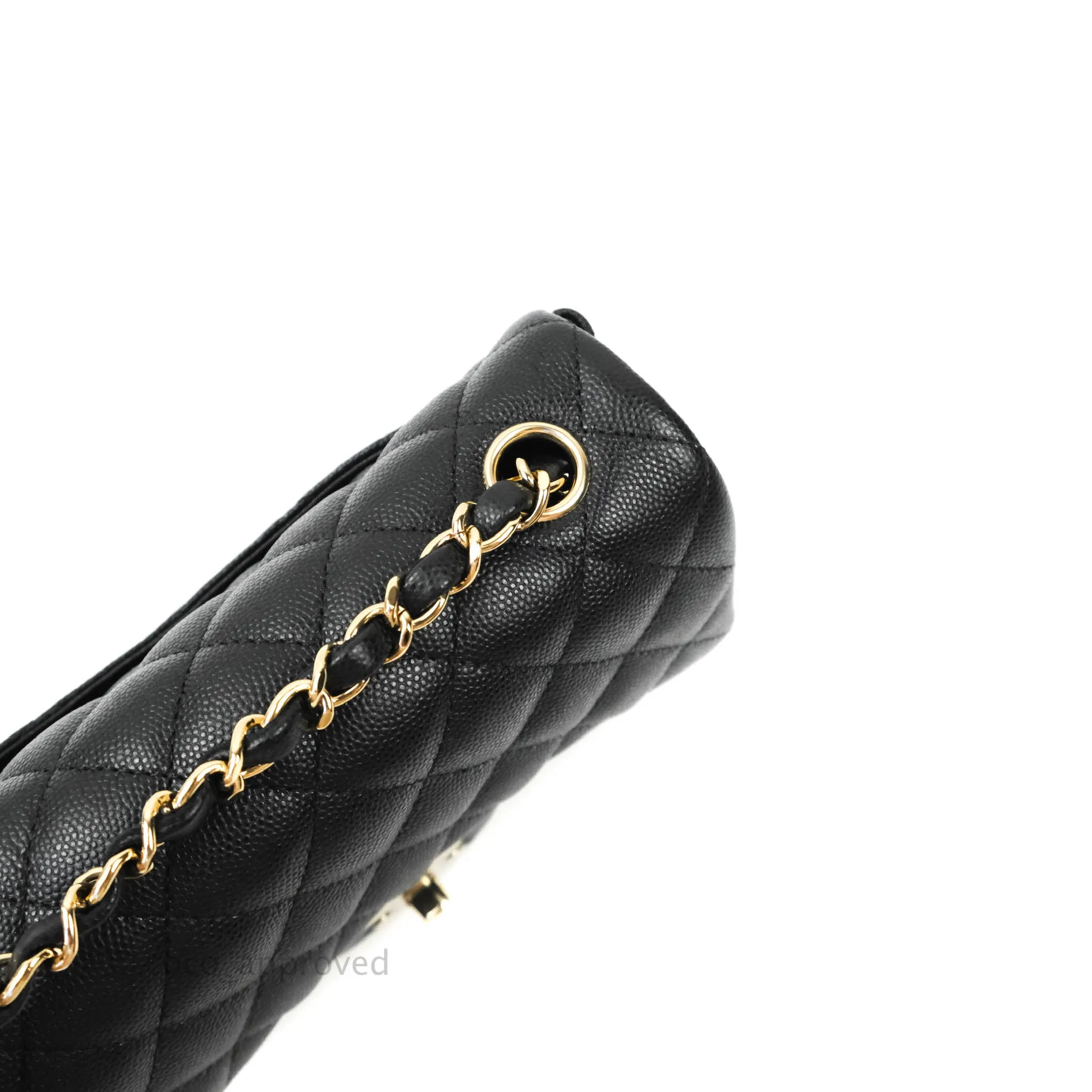 Chanel Classic Quilted Mini Rectangular Flap Black Caviar Gold Hardware 18B
