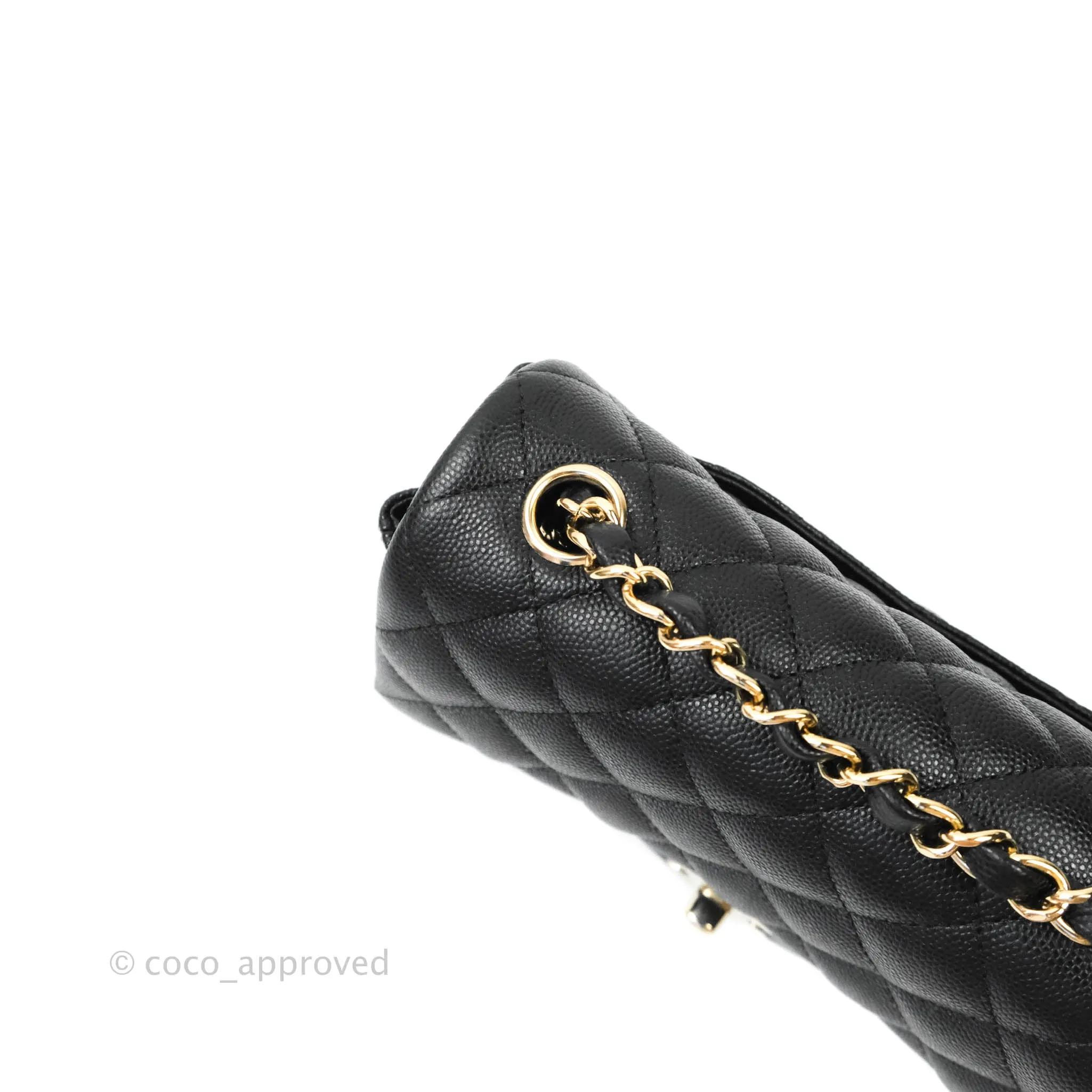 Chanel Classic Quilted Mini Rectangular Flap Black Caviar Gold Hardware 18B