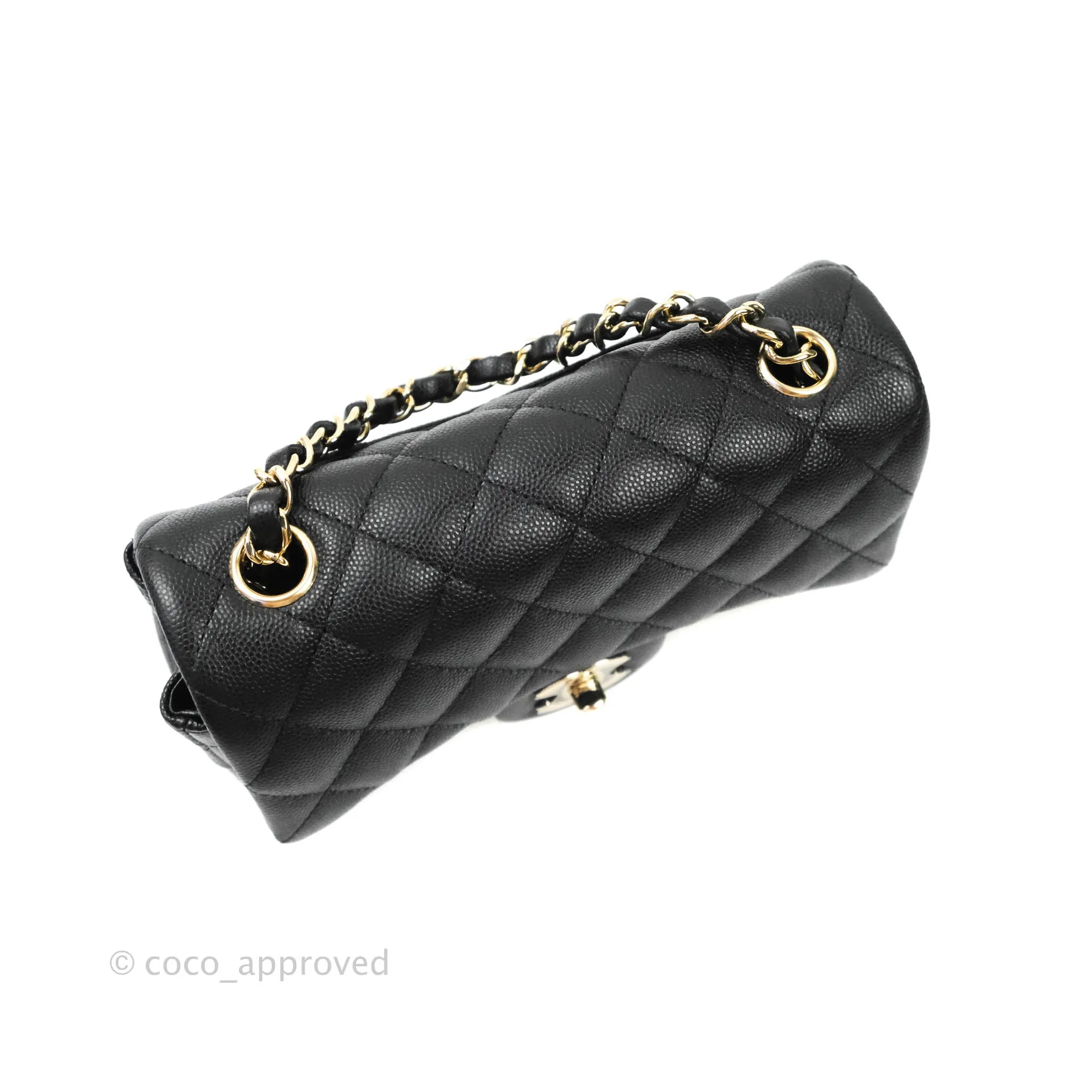 Chanel Classic Quilted Mini Rectangular Flap Black Caviar Gold Hardware 18B