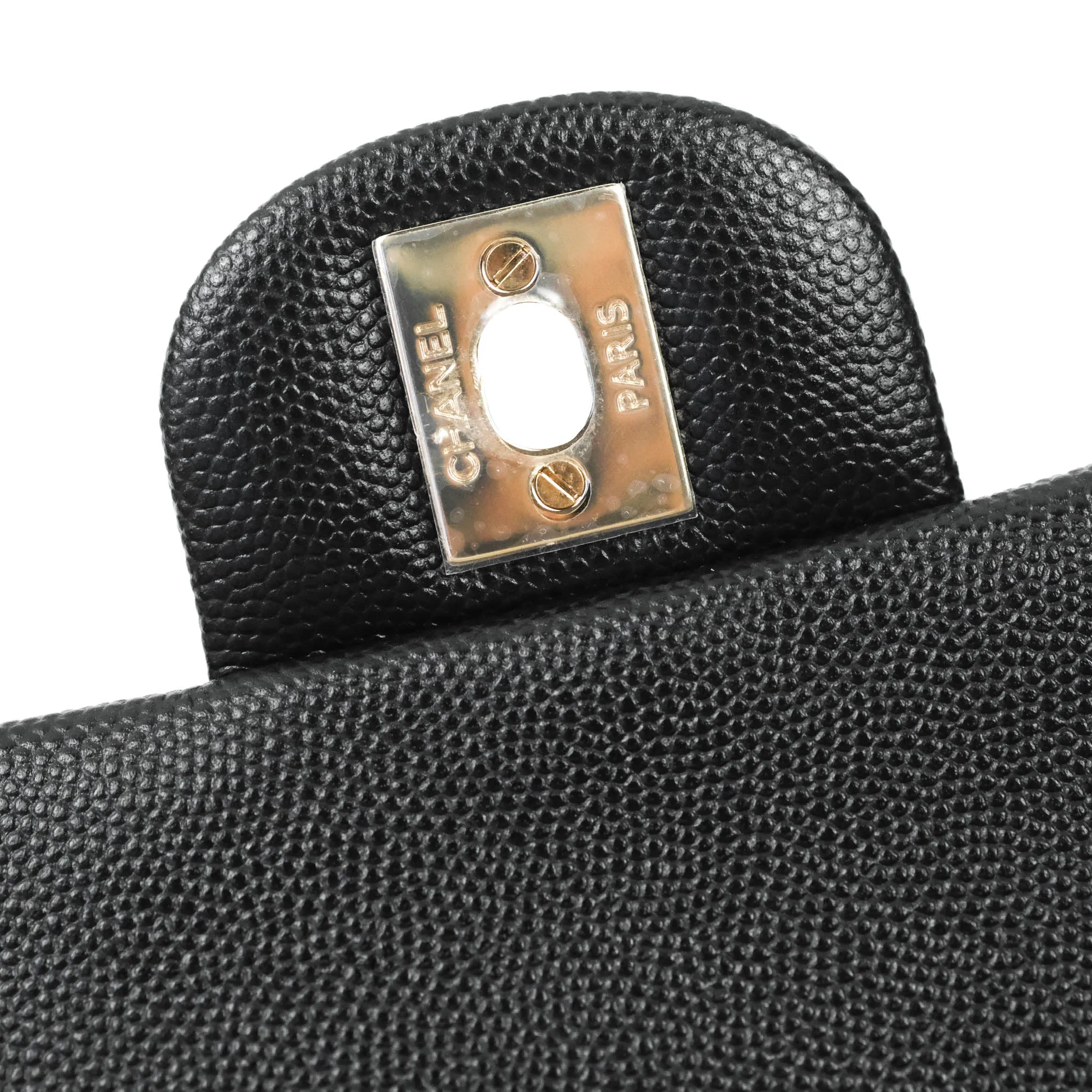 Chanel Classic Quilted Mini Rectangular Flap Black Caviar Gold Hardware 18B